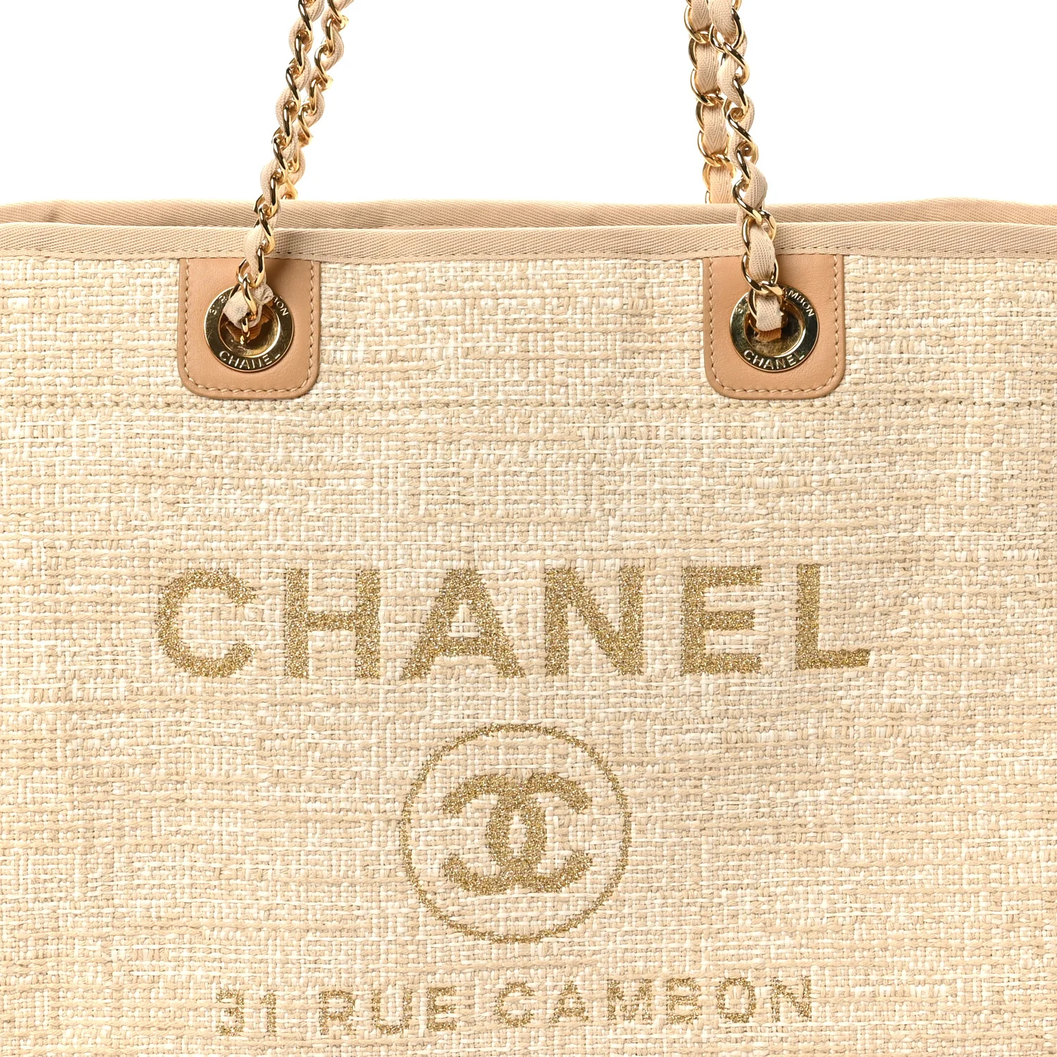 Lurex Boucle Small Deauville Tote Ivory - Image 8
