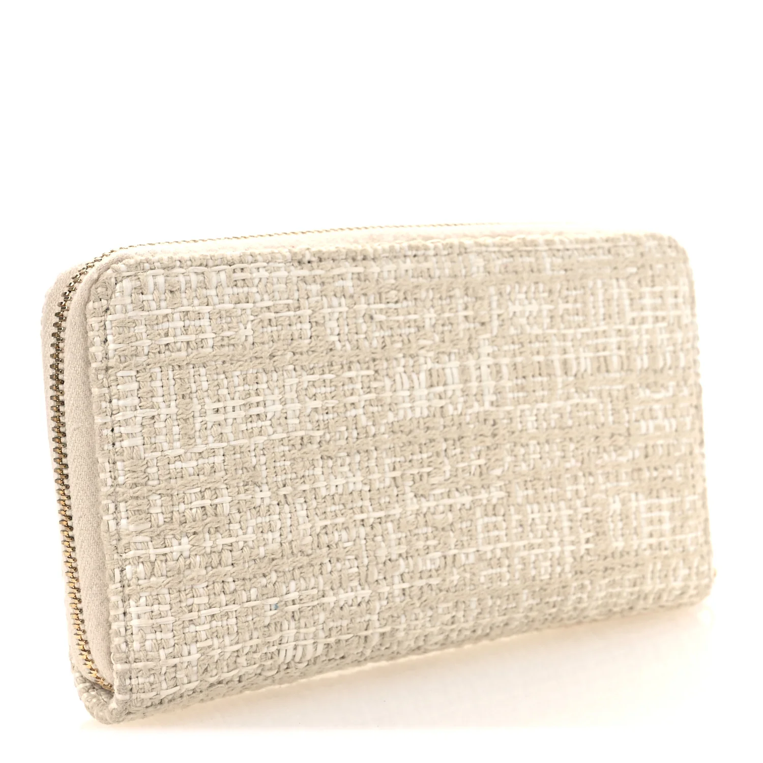 Lurex Canvas Deauville Medium Zip Around Wallet Beige - Image 3