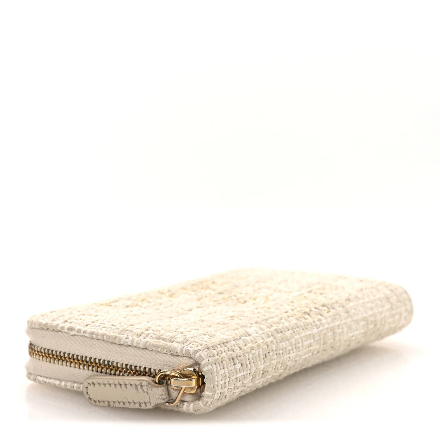 Lurex Canvas Deauville Medium Zip Around Wallet Beige - Image 4