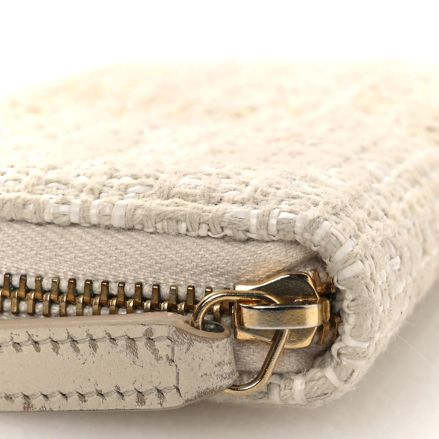 Lurex Canvas Deauville Medium Zip Around Wallet Beige - Image 9