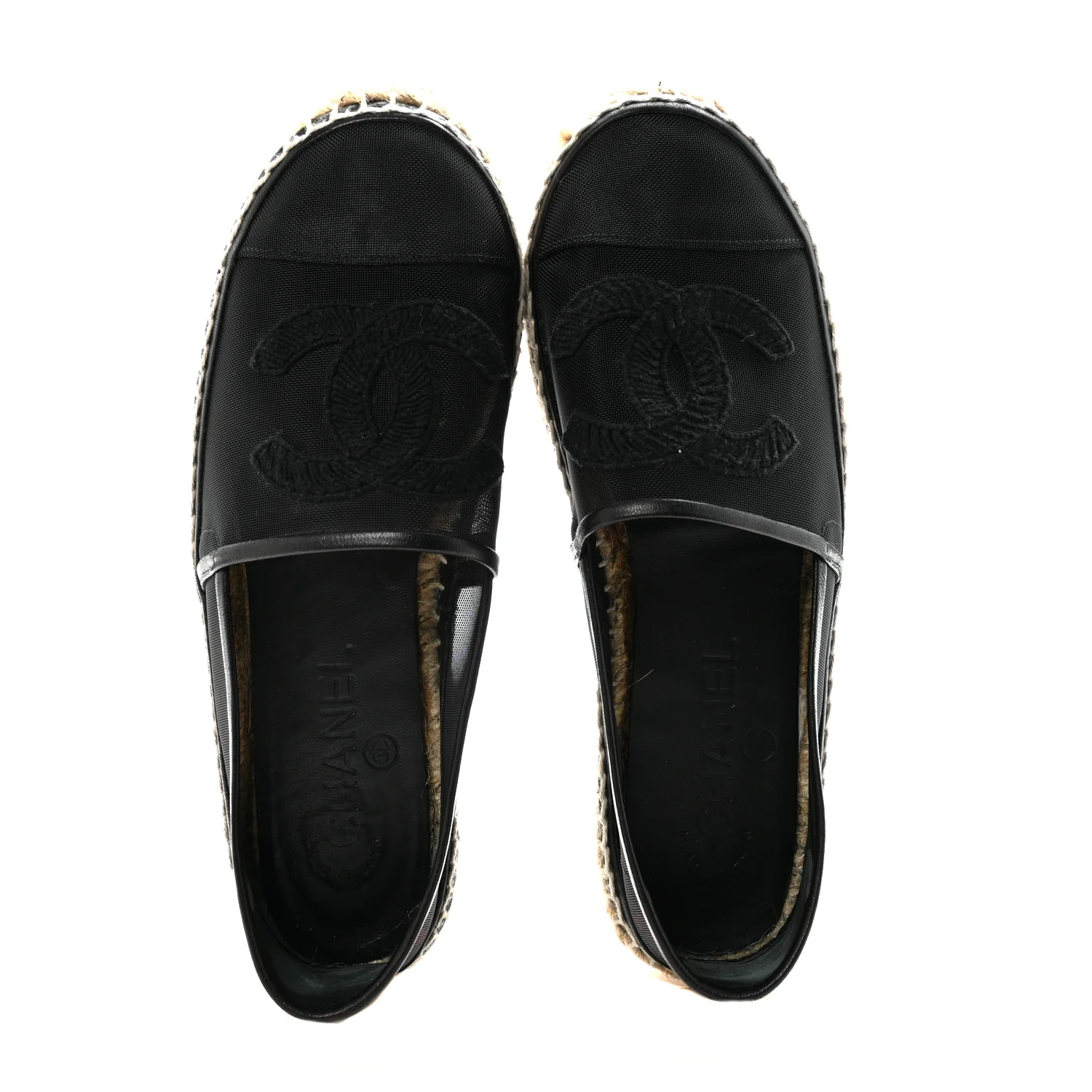 Mesh Grosgrain CC Espadrilles 37 Black - Image 2