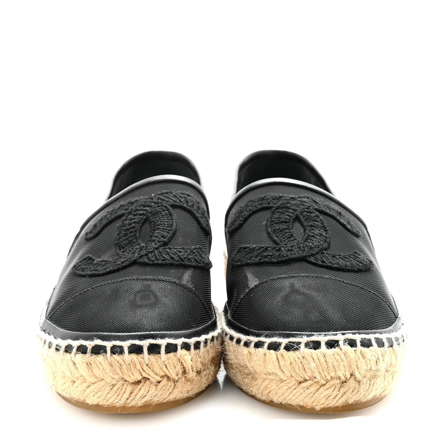 Mesh Grosgrain CC Espadrilles 37 Black - Image 3