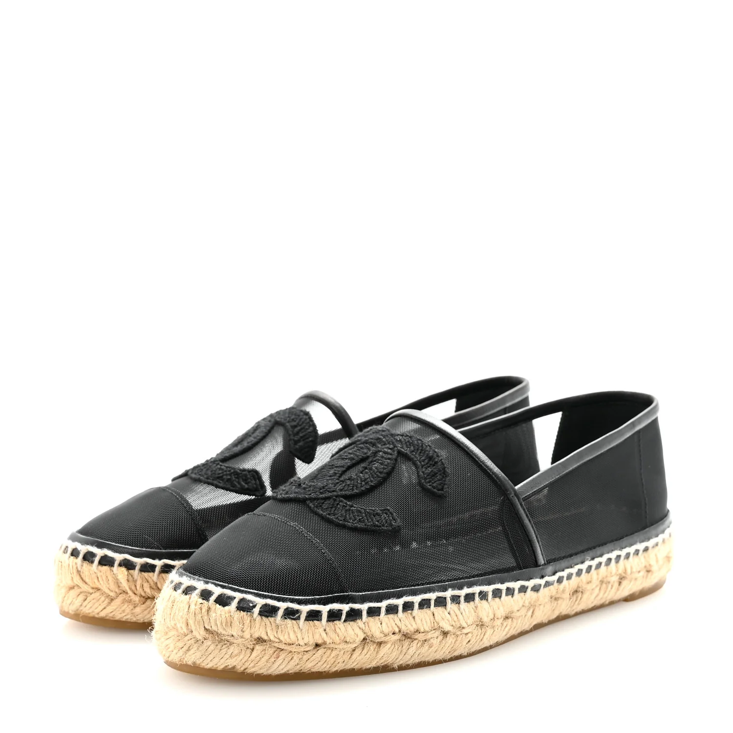Mesh Grosgrain CC Espadrilles 37 Black - Image 4