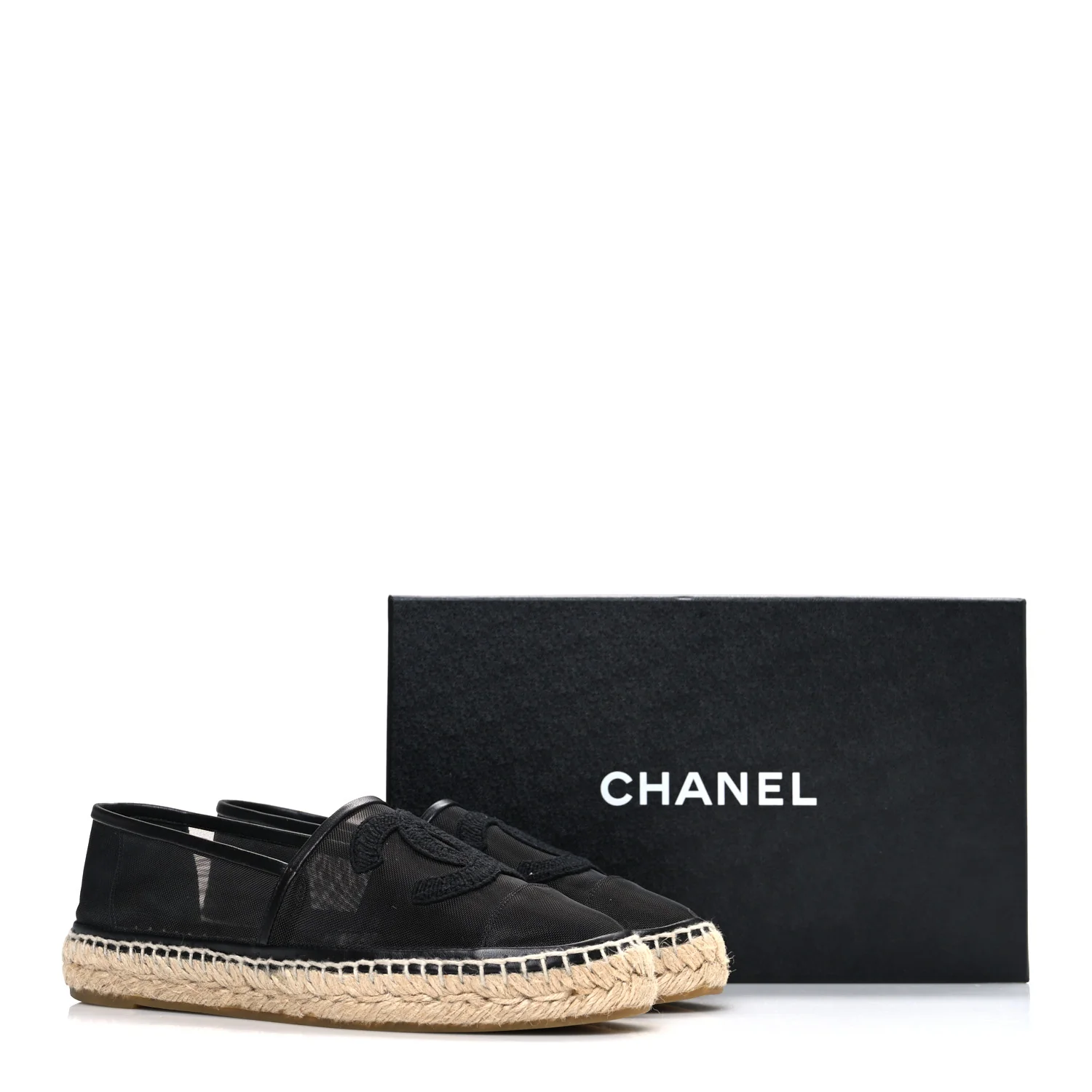 Mesh Grosgrain CC Espadrilles 38 Black - Image 10