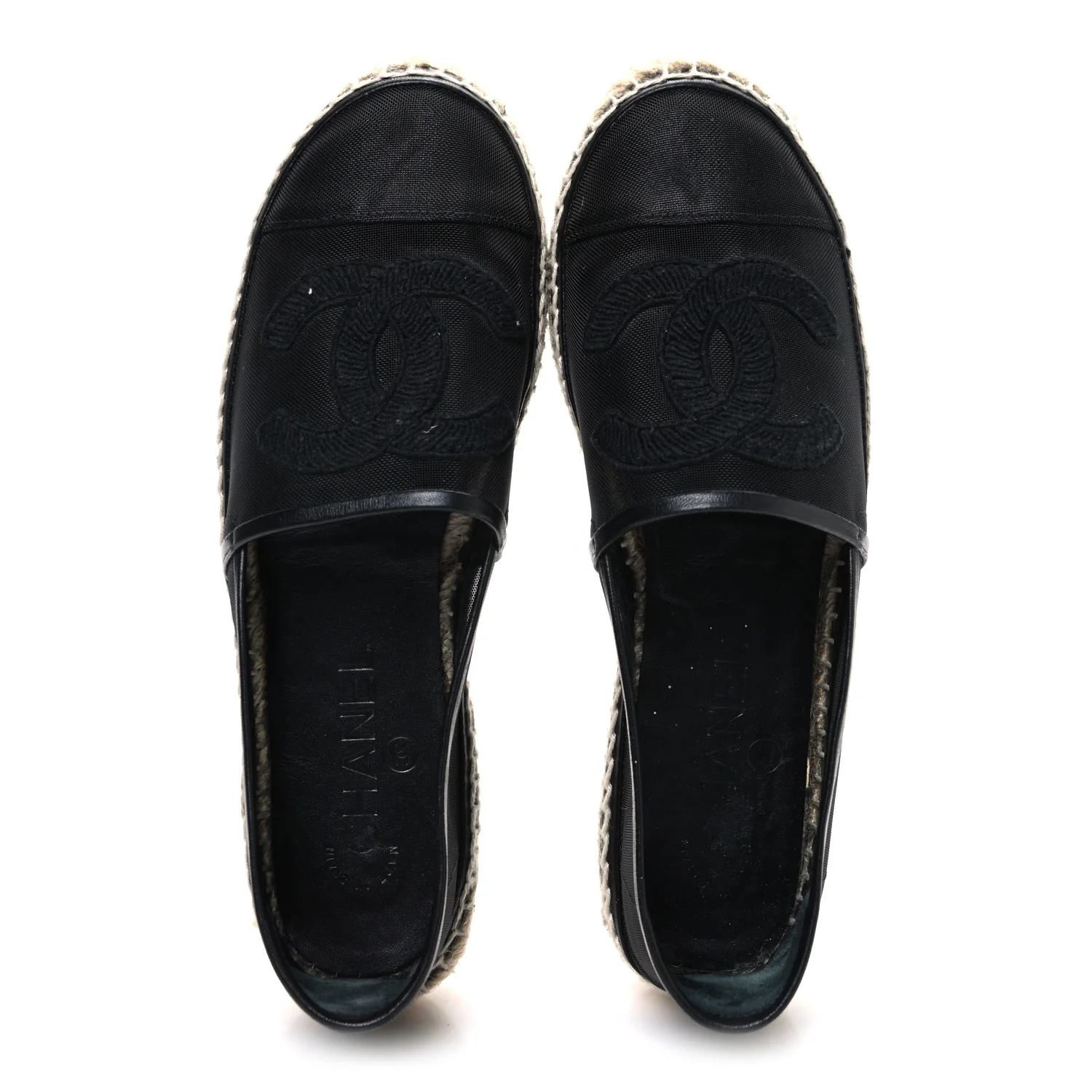 Mesh Grosgrain CC Espadrilles 38 Black - Image 2