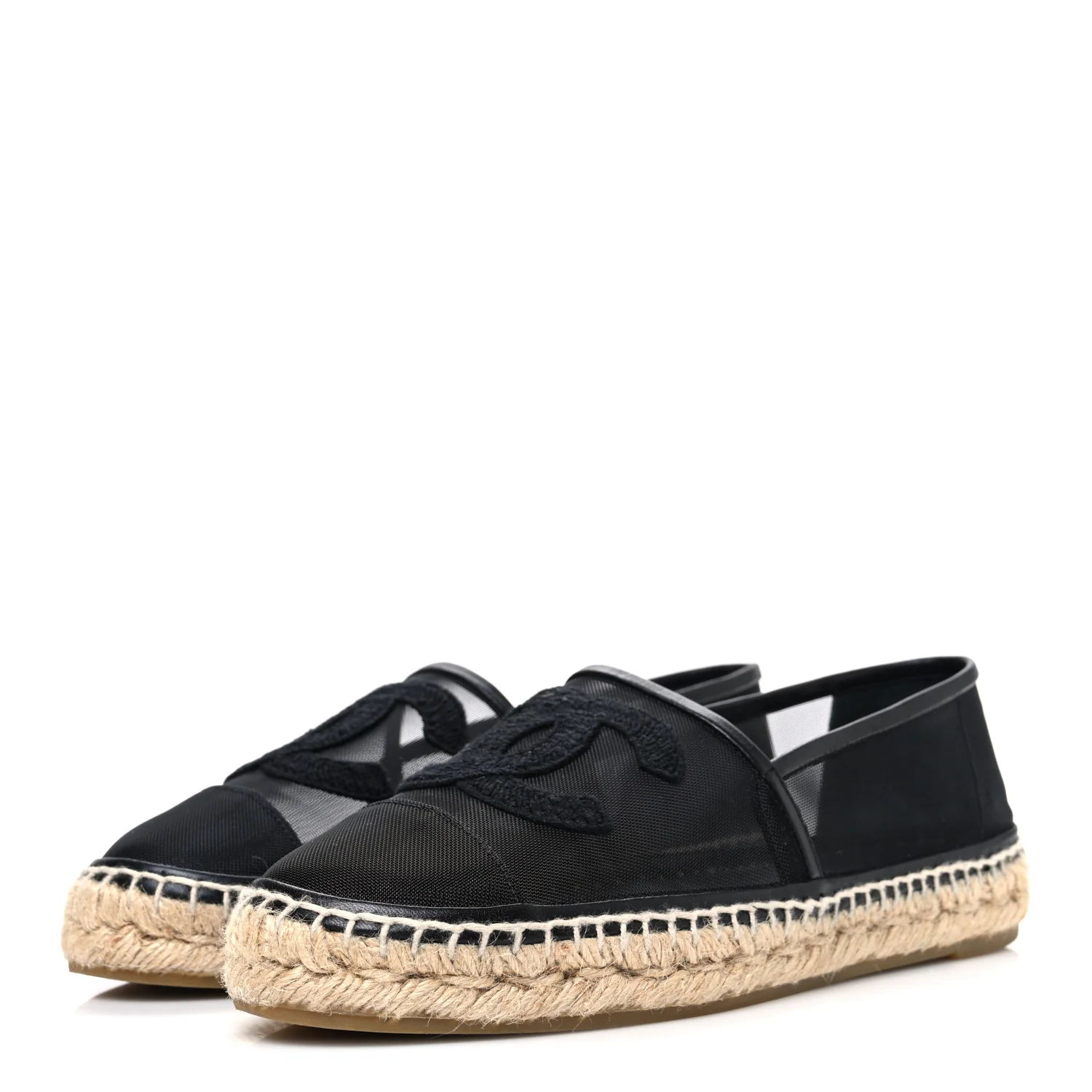Mesh Grosgrain CC Espadrilles 38 Black - Image 4