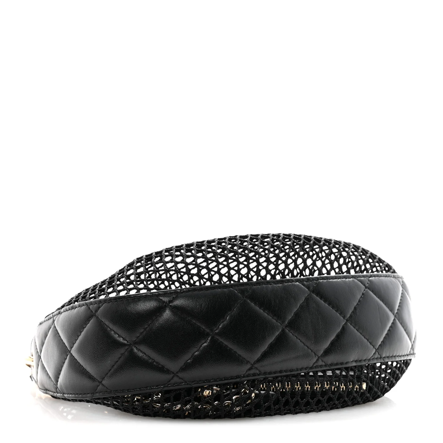 Mesh Shiny Lambskin Chain Hobo Black - Image 5