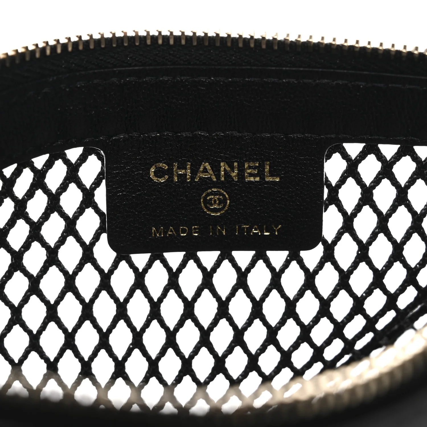 Mesh Shiny Lambskin Clutch With Chain Black - Image 7