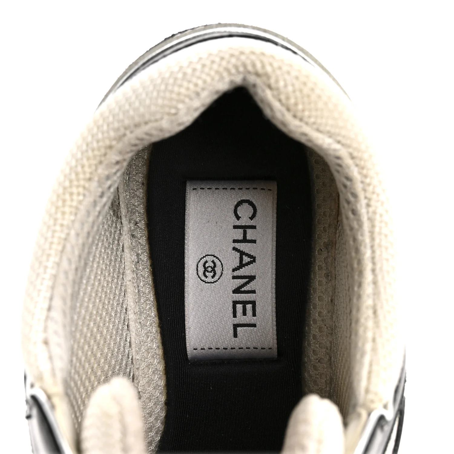 Mesh Suede Calfskin Grained Calfskin Womens CC Sneakers 35 Black White Silver - Image 7
