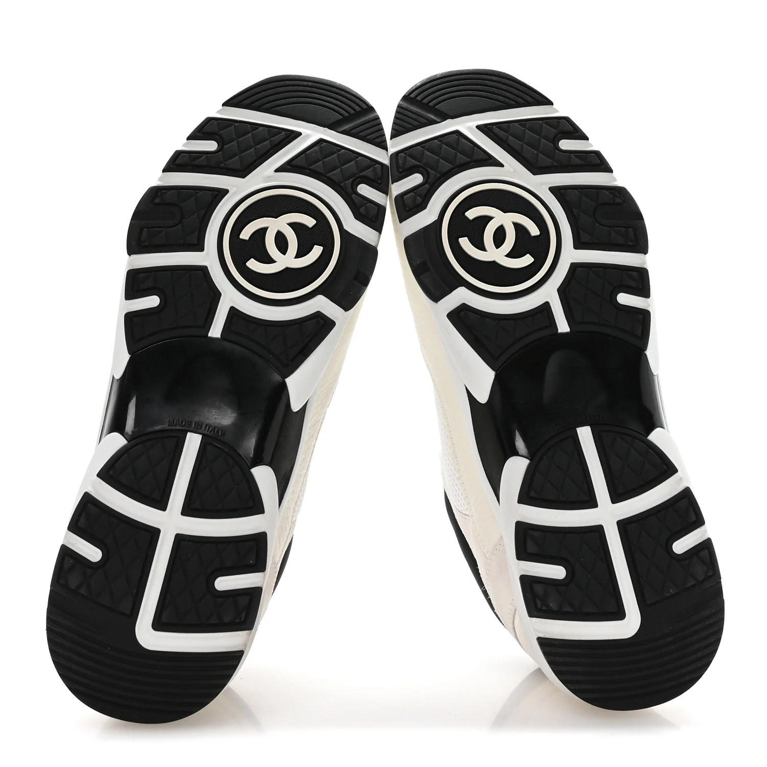 Mesh Suede Calfskin Grained Calfskin Womens CC Sneakers 41 White Black - Image 6