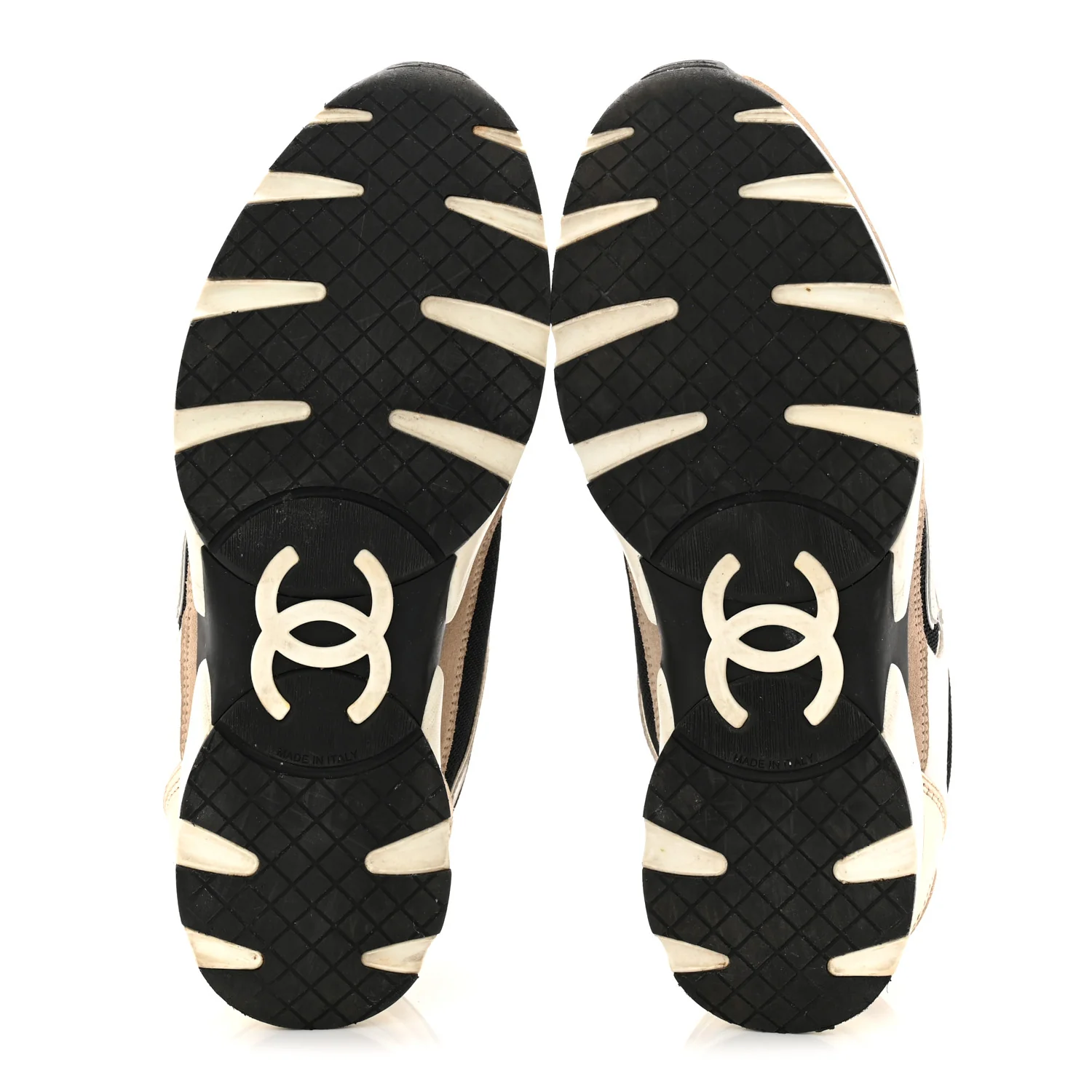 Mesh Suede Calfskin Grained Calfskin Womens CC Sneakers 41 White Black Beige Gold - Image 6