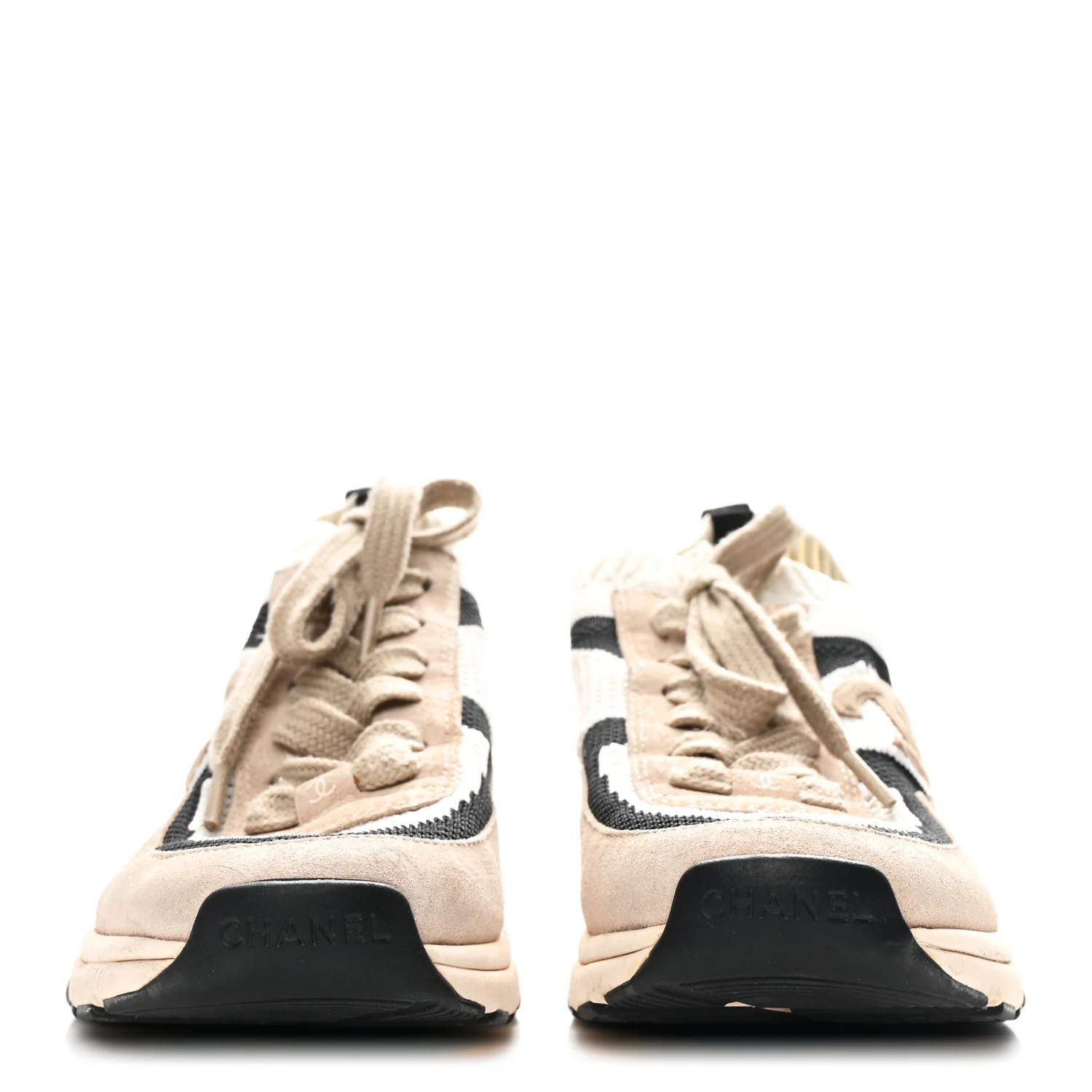 Mesh Suede Fabric Womens CC Sneakers 38.5 Light Pink White Black - Image 3