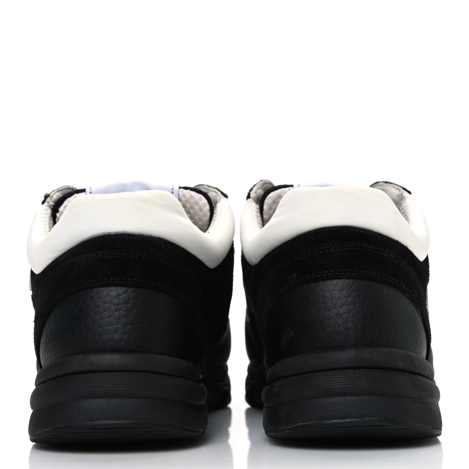 Mesh Suede Grained Calfskin Womens CC Sneakers 37.5 Black White - Image 6
