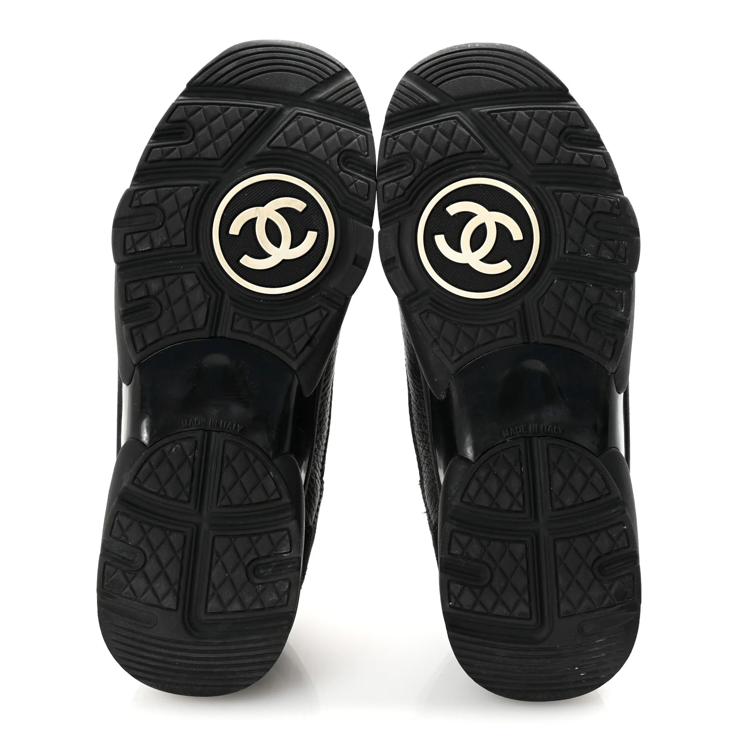 Mesh Suede Grained Calfskin Womens CC Sneakers 38 Black White - Image 6