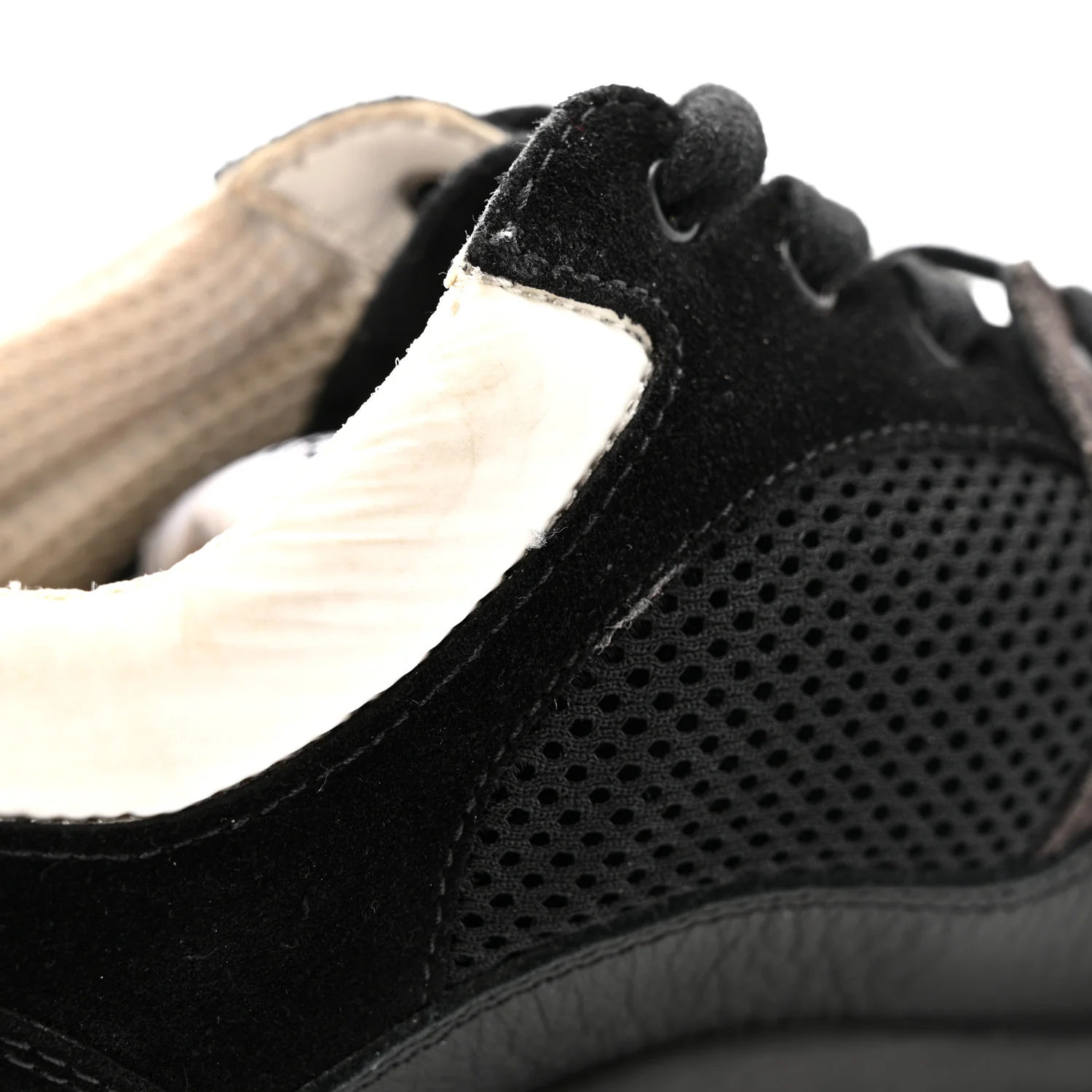 Mesh Suede Grained Calfskin Womens CC Sneakers 41 Black White - Image 13