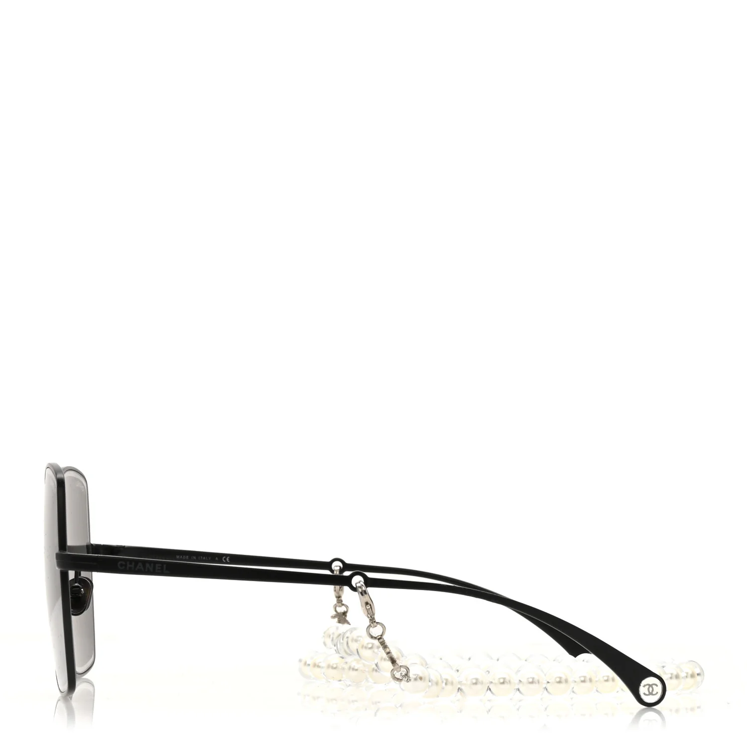 Metal Butterfly Removable Pearl Chain Sunglasses 4262 Black - Image 3