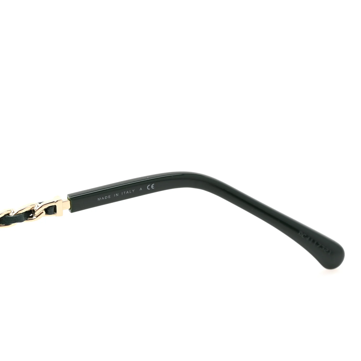 Metal Calfskin Butterfly Pearl Chain Sunglasses 4274Q Gold Green - Image 6