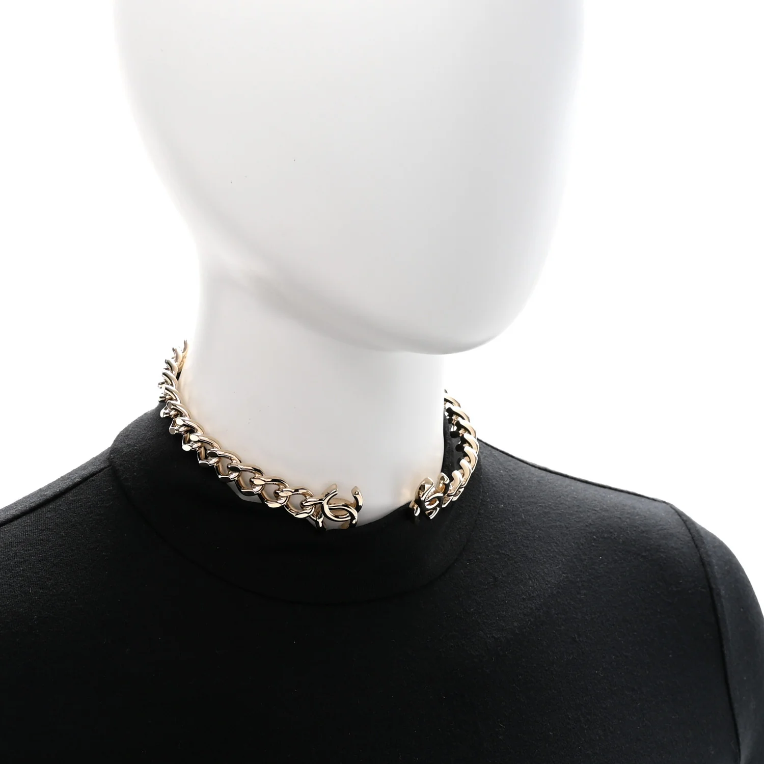 Metal CC Chain Link Choker Necklace L Gold - Image 2