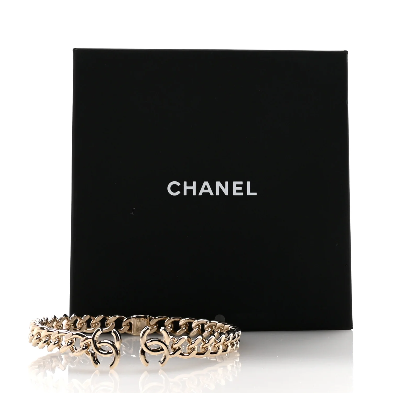 Metal CC Chain Link Choker Necklace L Gold - Image 5