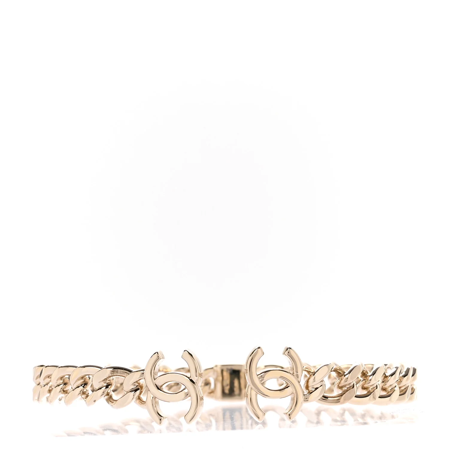 Metal CC Chain Link Choker Necklace M Gold