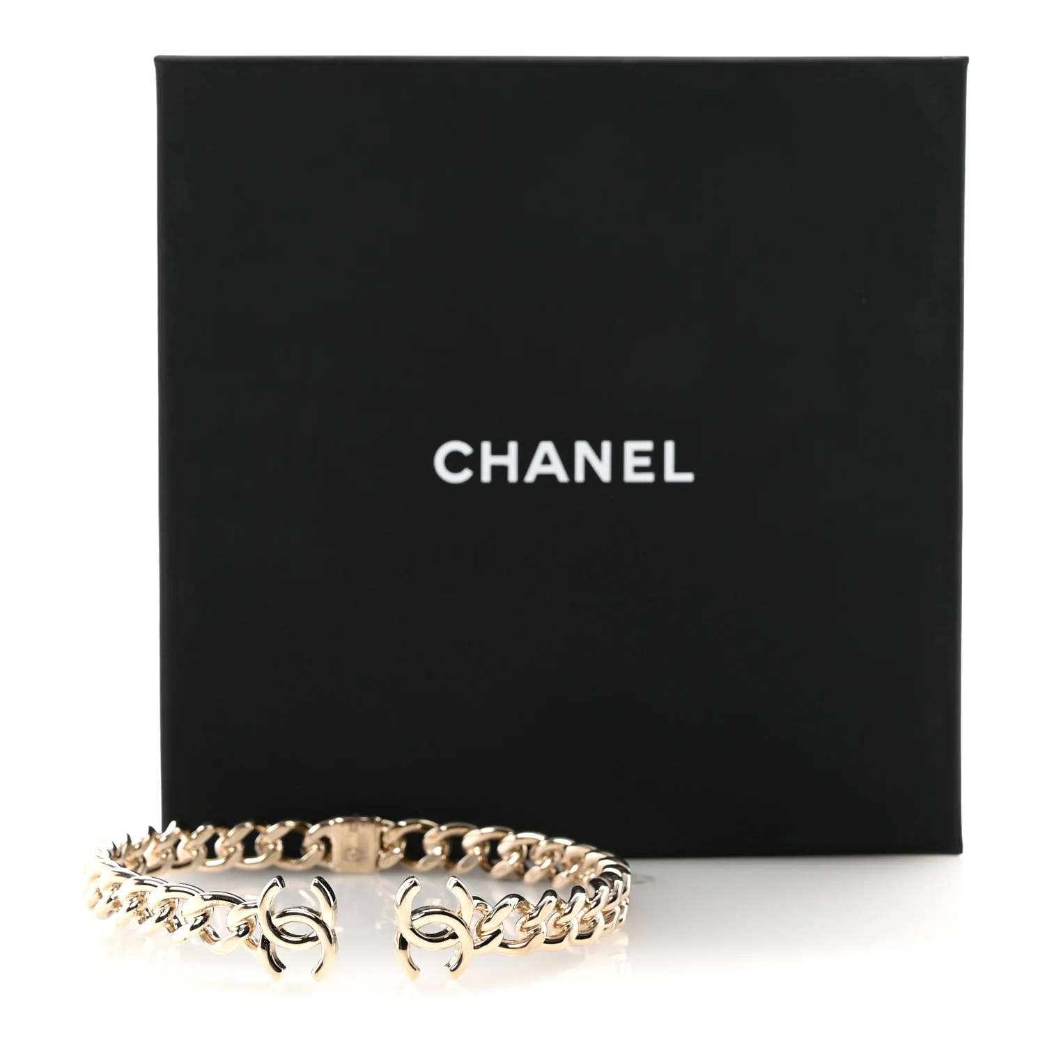 Metal CC Chain Link Choker Necklace M Gold - Image 5