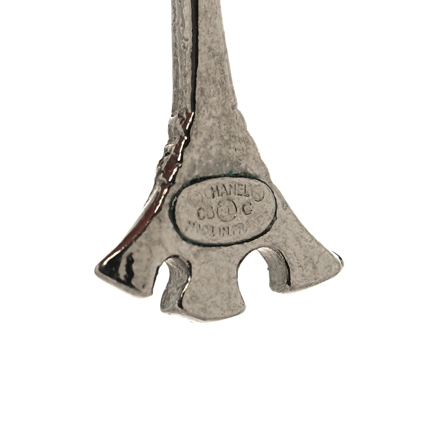 Metal CC Eiffel Tower Drop Earrings Silver - Image 8