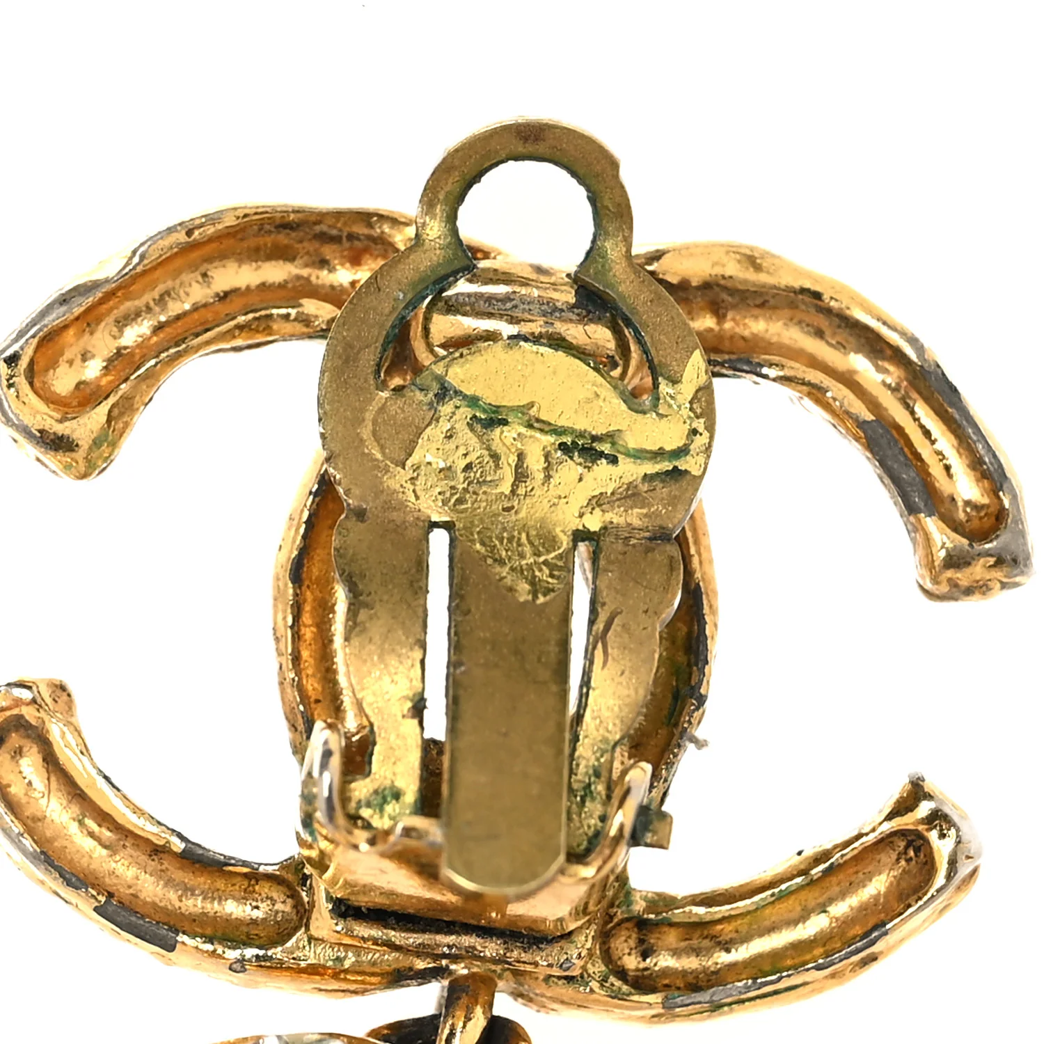 Metal CC Logo Drop Clip On Earrings Gold - Image 6