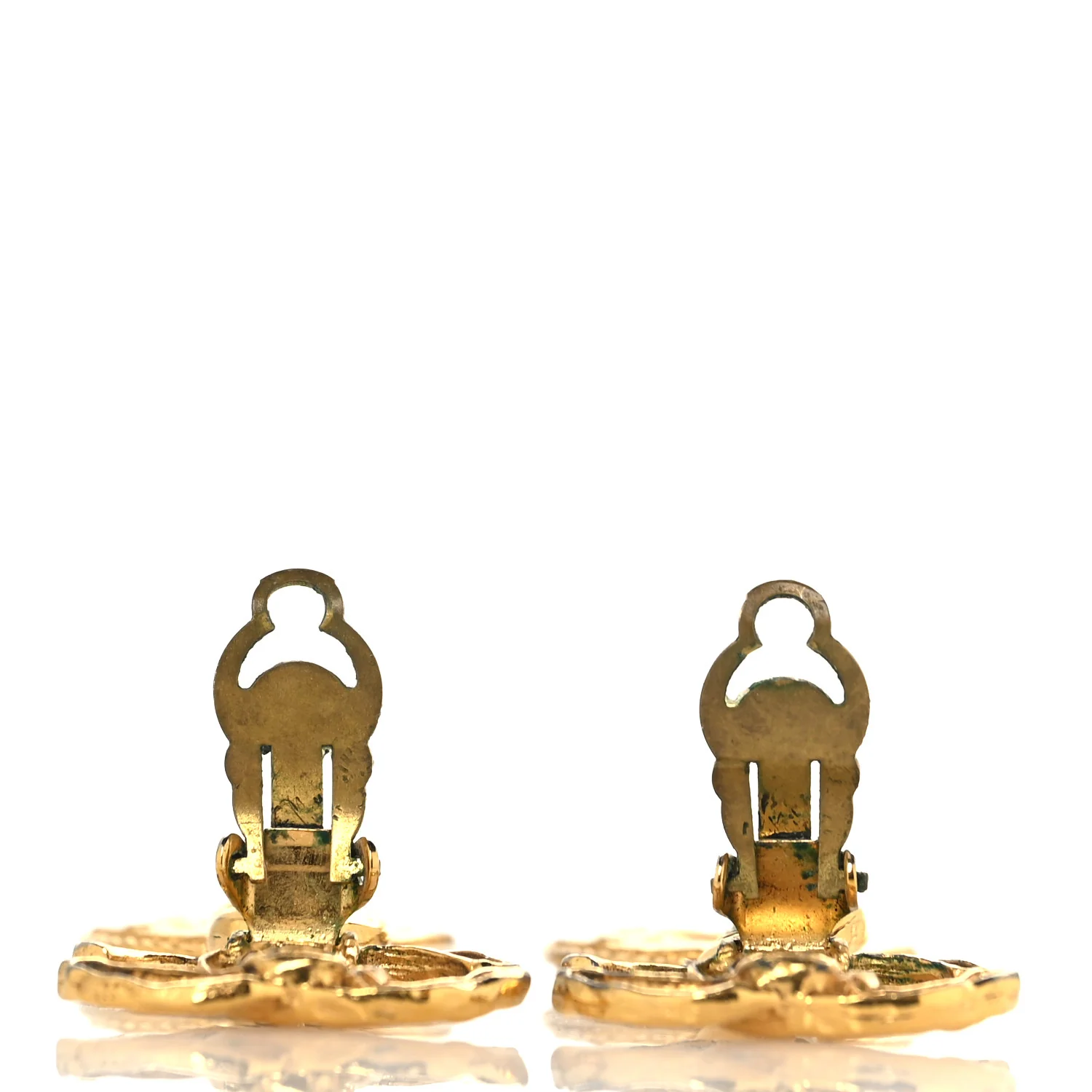 Metal CC Logo Drop Clip On Earrings Gold - Image 7
