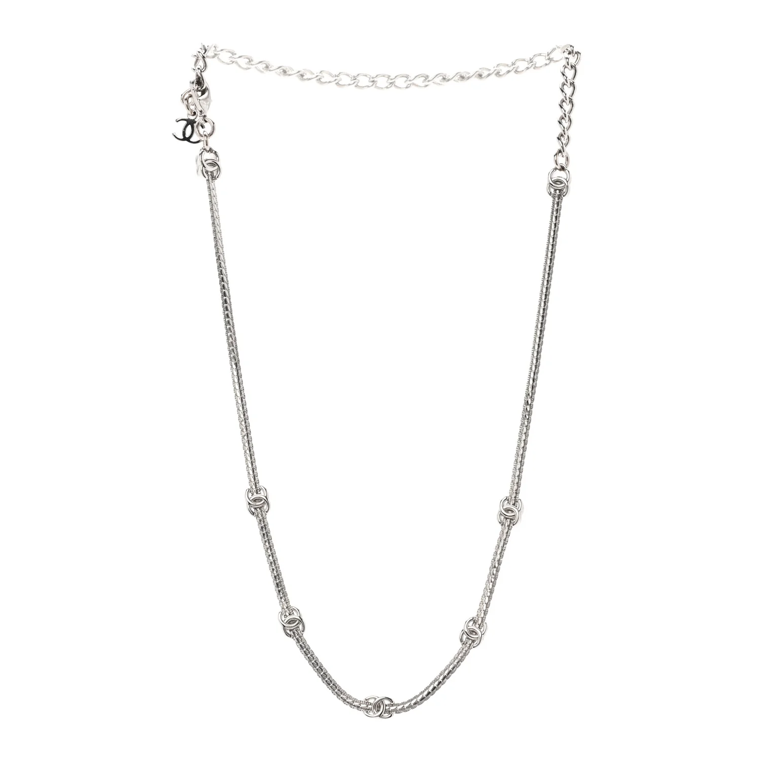 Metal CC Short Chain Necklace Silver - Image 3