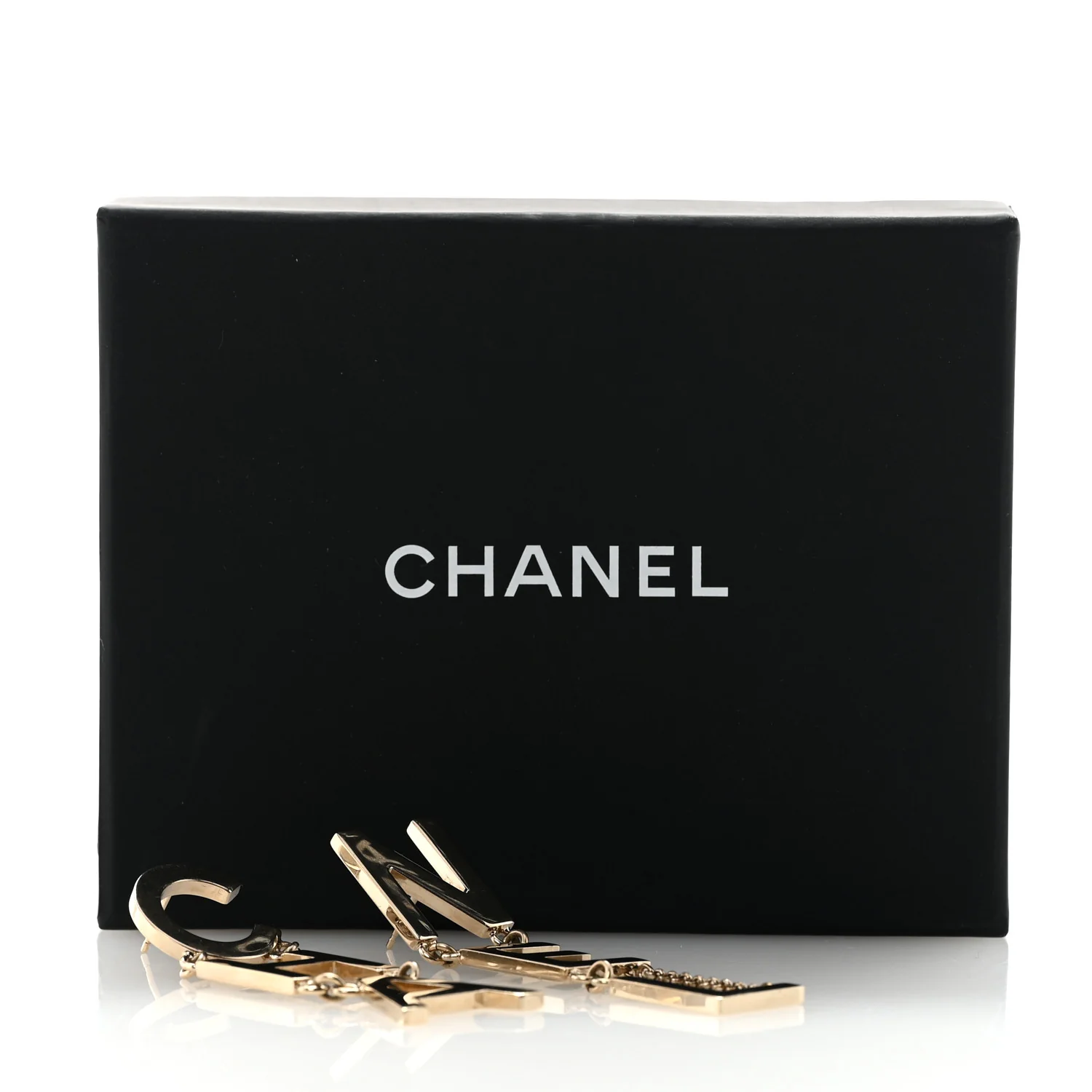 Metal Cha-Nel Logo Drop Earrings Gold - Image 5