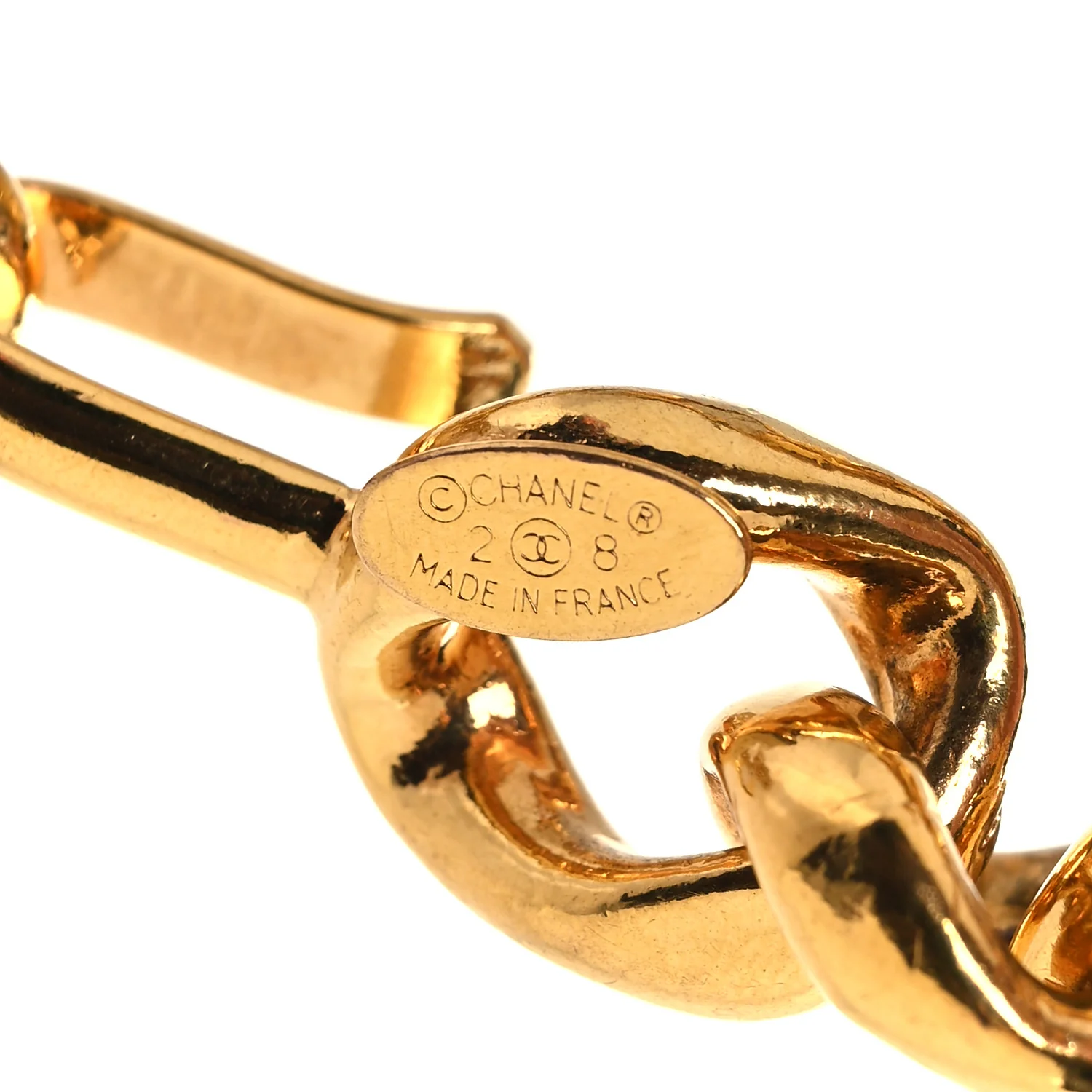Metal Chain CC Medallion Charm Belt Gold - Image 3