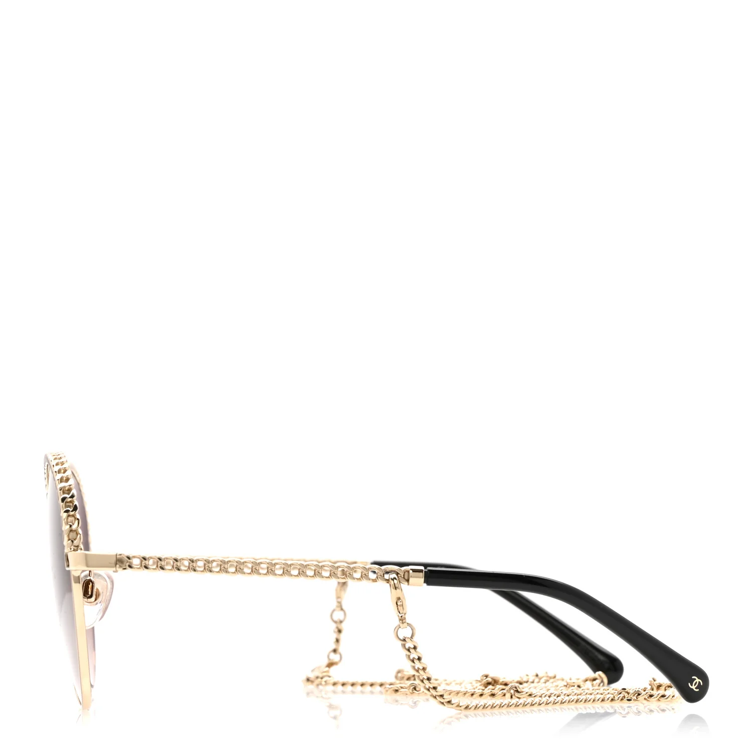 Metal Chain Round Pantos Sunglasses 4242 Brown - Image 3