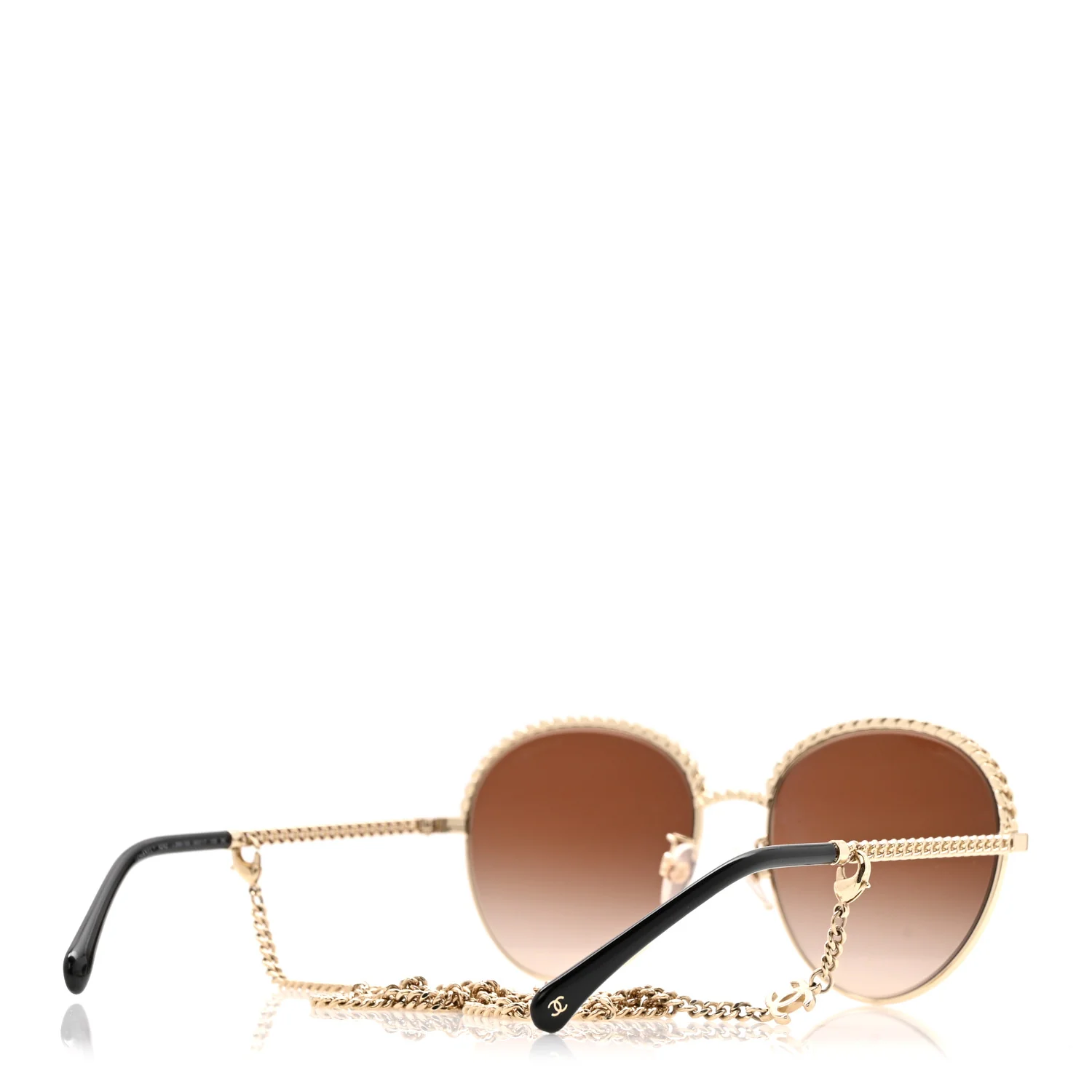 Metal Chain Round Pantos Sunglasses 4242 Brown - Image 4