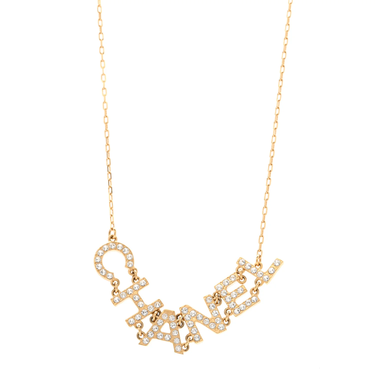 Metal Crystal 90's Icon Logo Necklace Gold