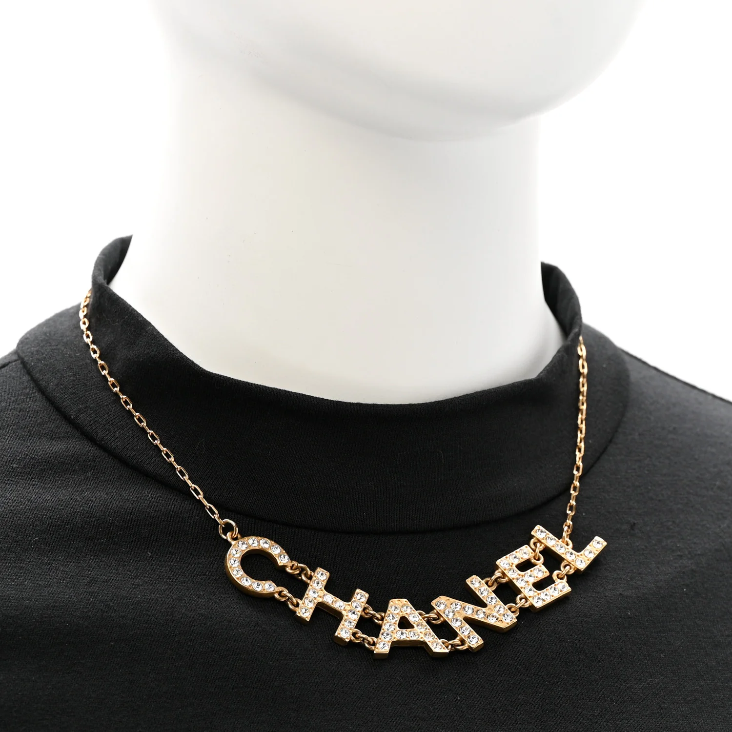 Metal Crystal 90's Icon Logo Necklace Gold - Image 2