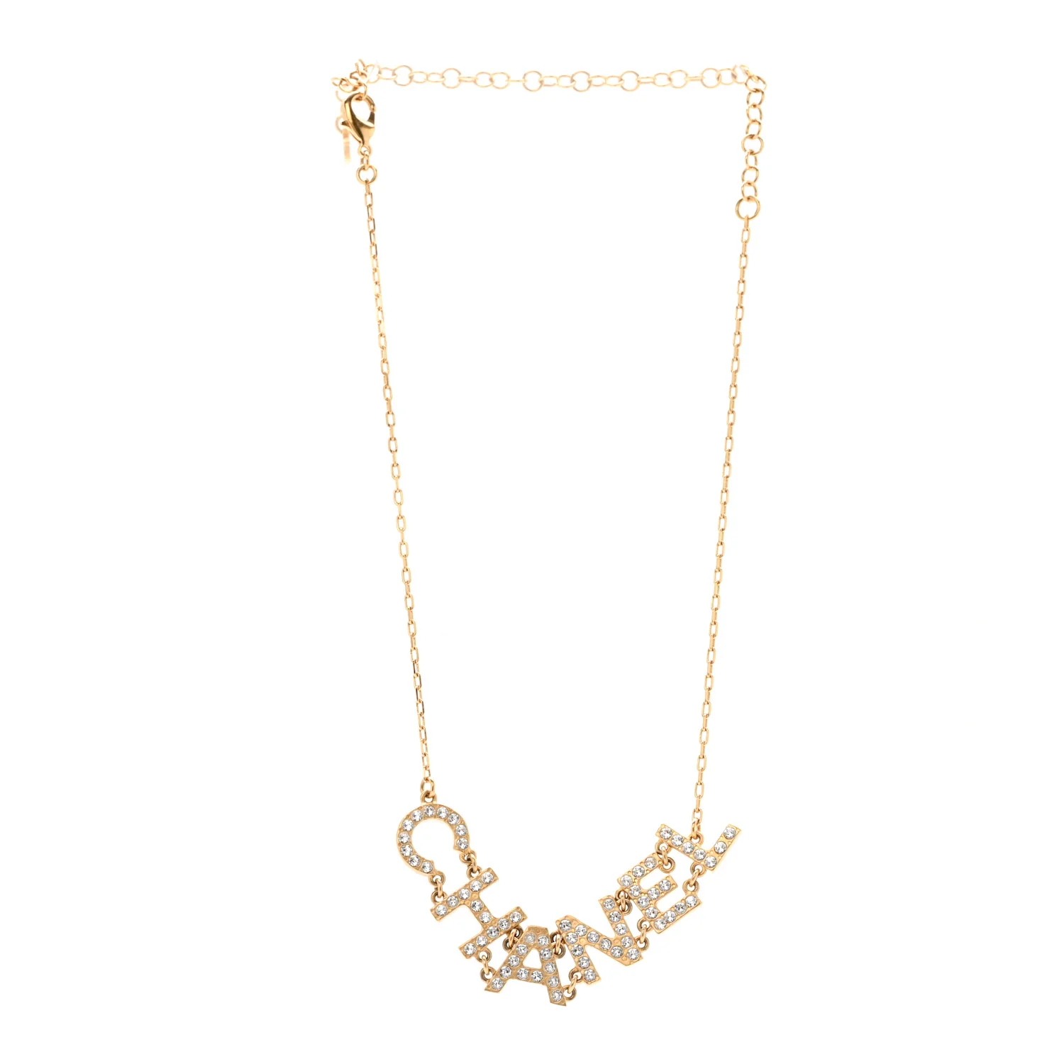 Metal Crystal 90's Icon Logo Necklace Gold - Image 3