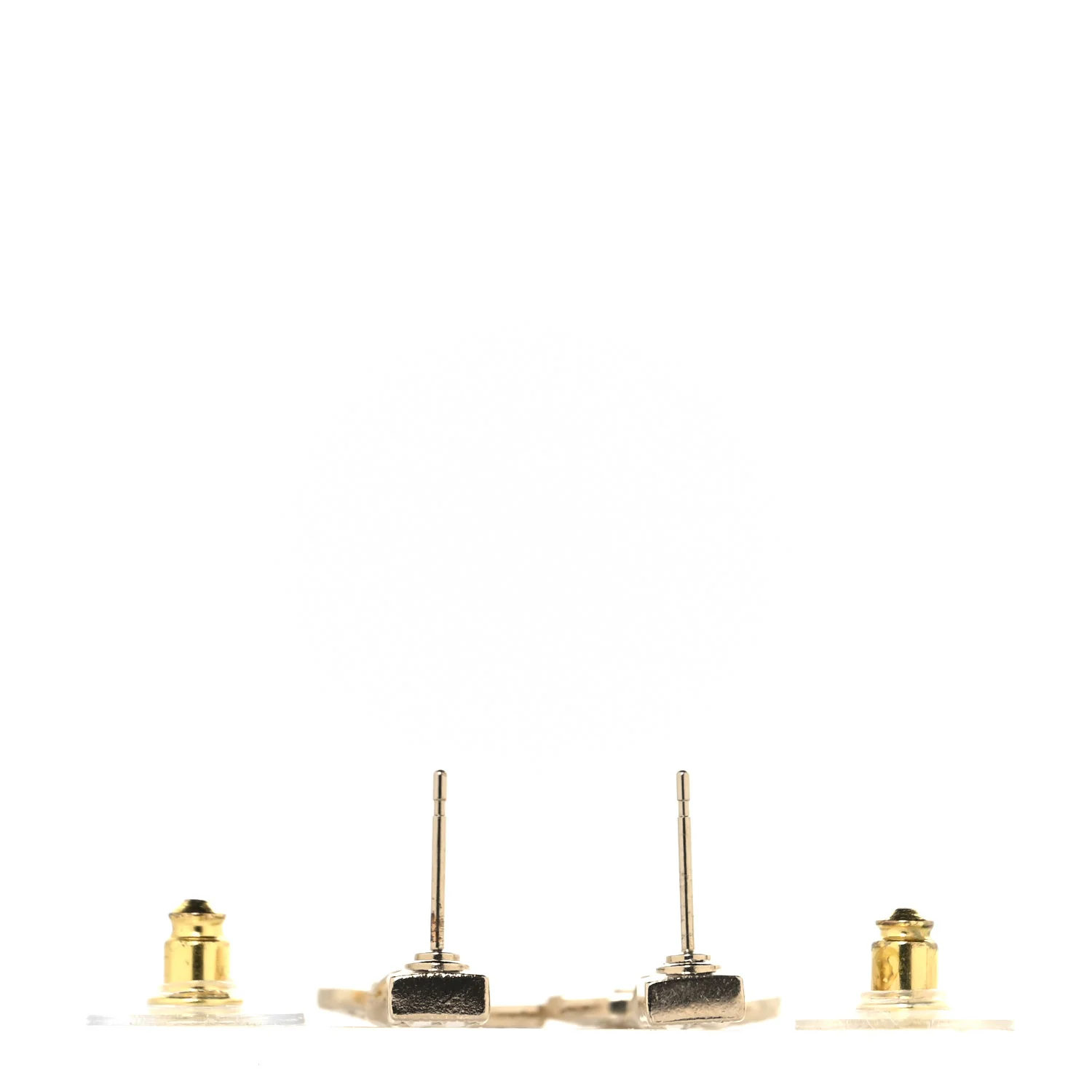 Metal Crystal Baguette CC Chain Drop Earrings Gold - Image 4