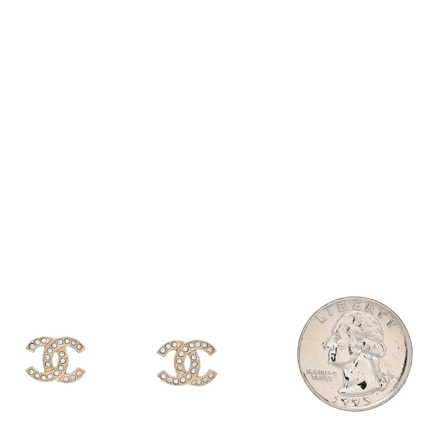 Metal Crystal CC Earrings Gold - Image 2