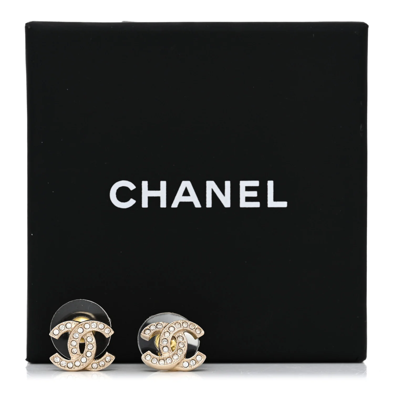 Metal Crystal CC Earrings Gold - Image 5