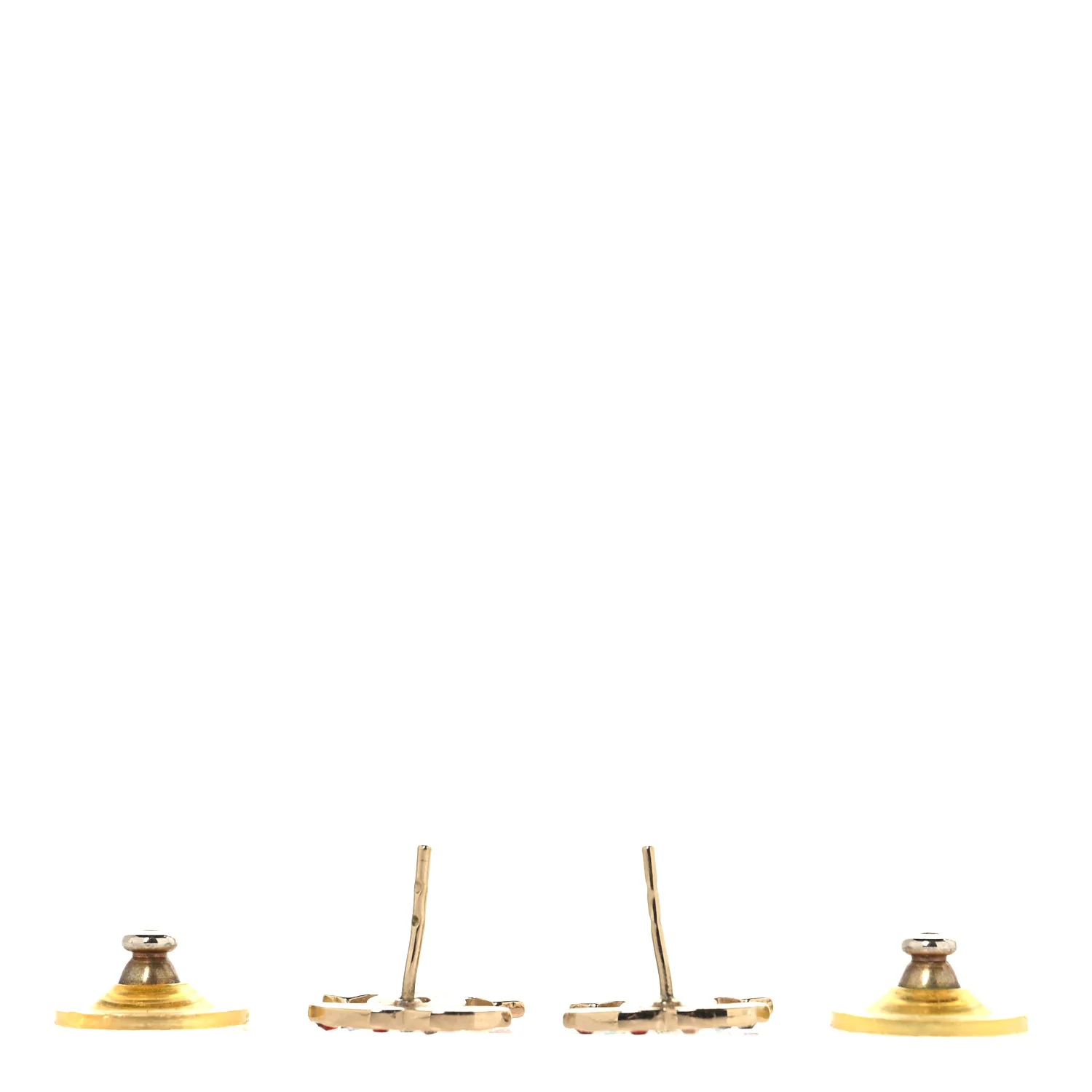 Metal Crystal CC Earrings Gold Multicolor - Image 3