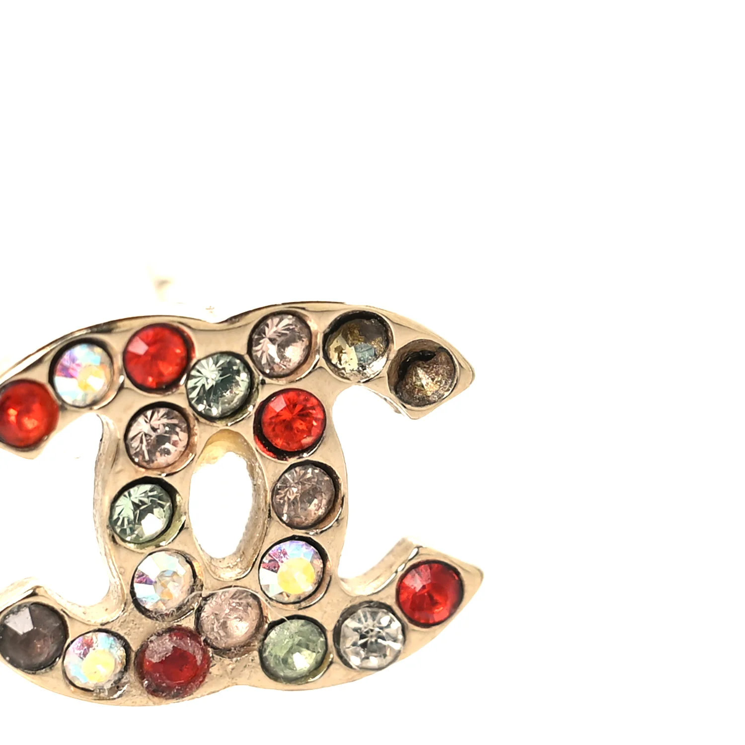 Metal Crystal CC Earrings Gold Multicolor - Image 5