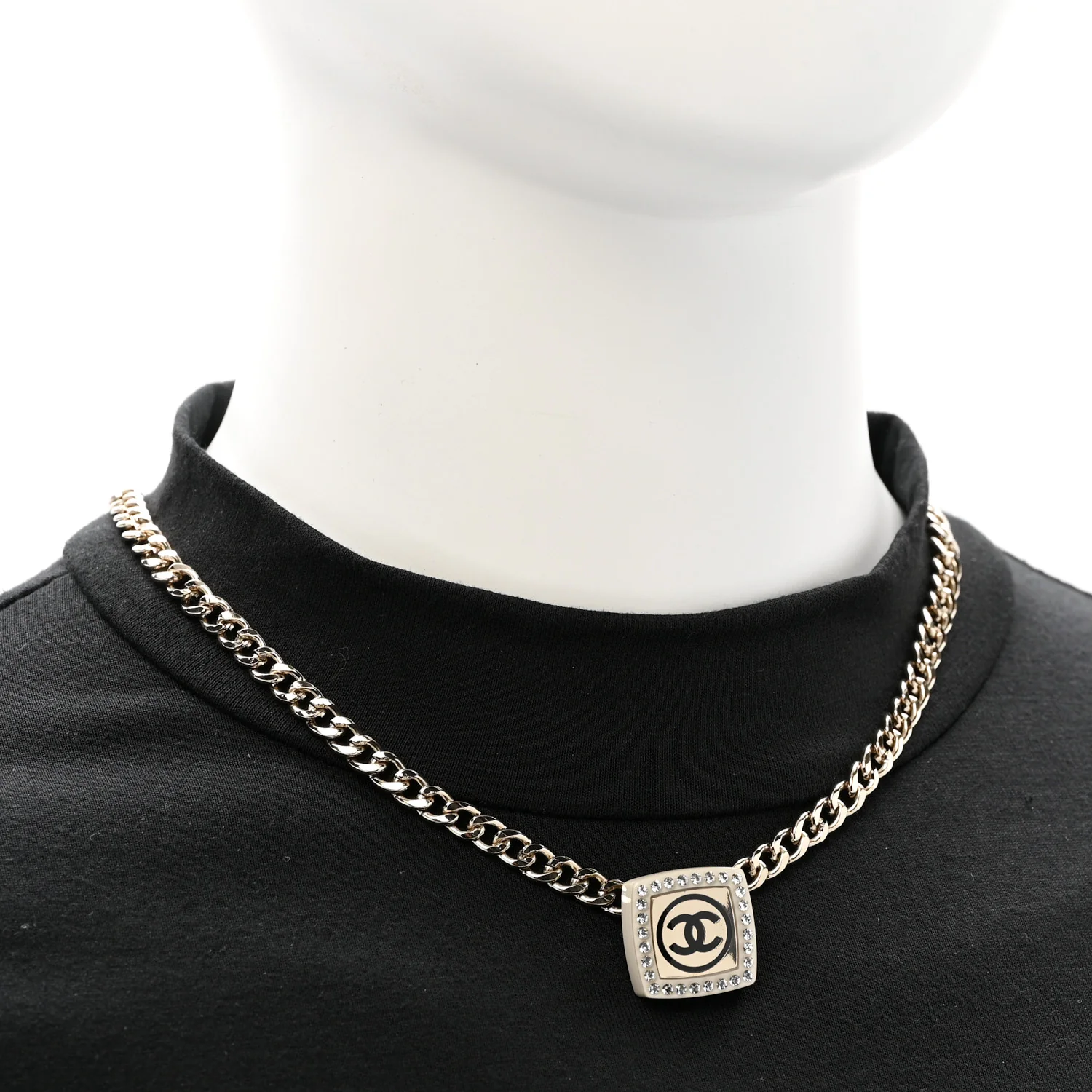 Metal Crystal CC Square Choker Gold - Image 2