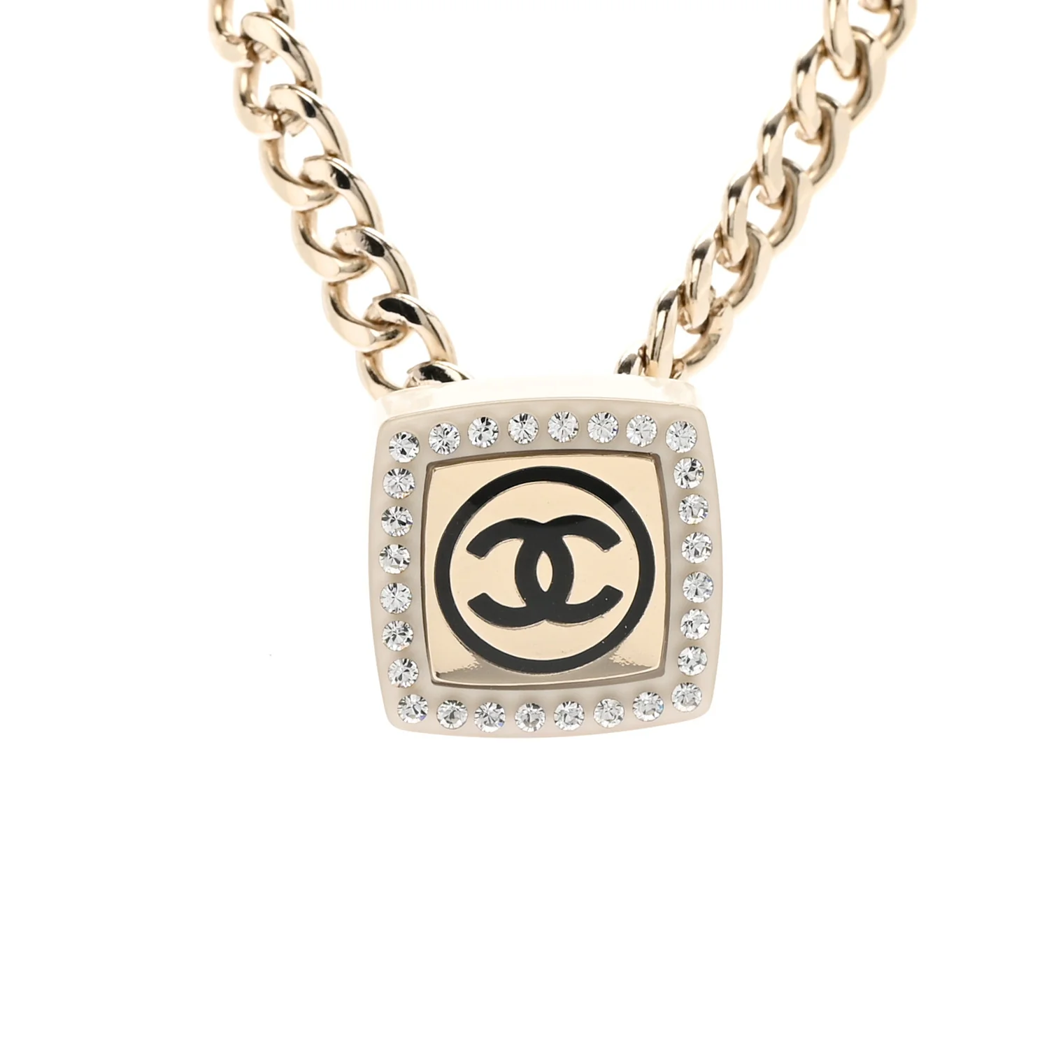 Metal Crystal CC Square Choker Gold - Image 4