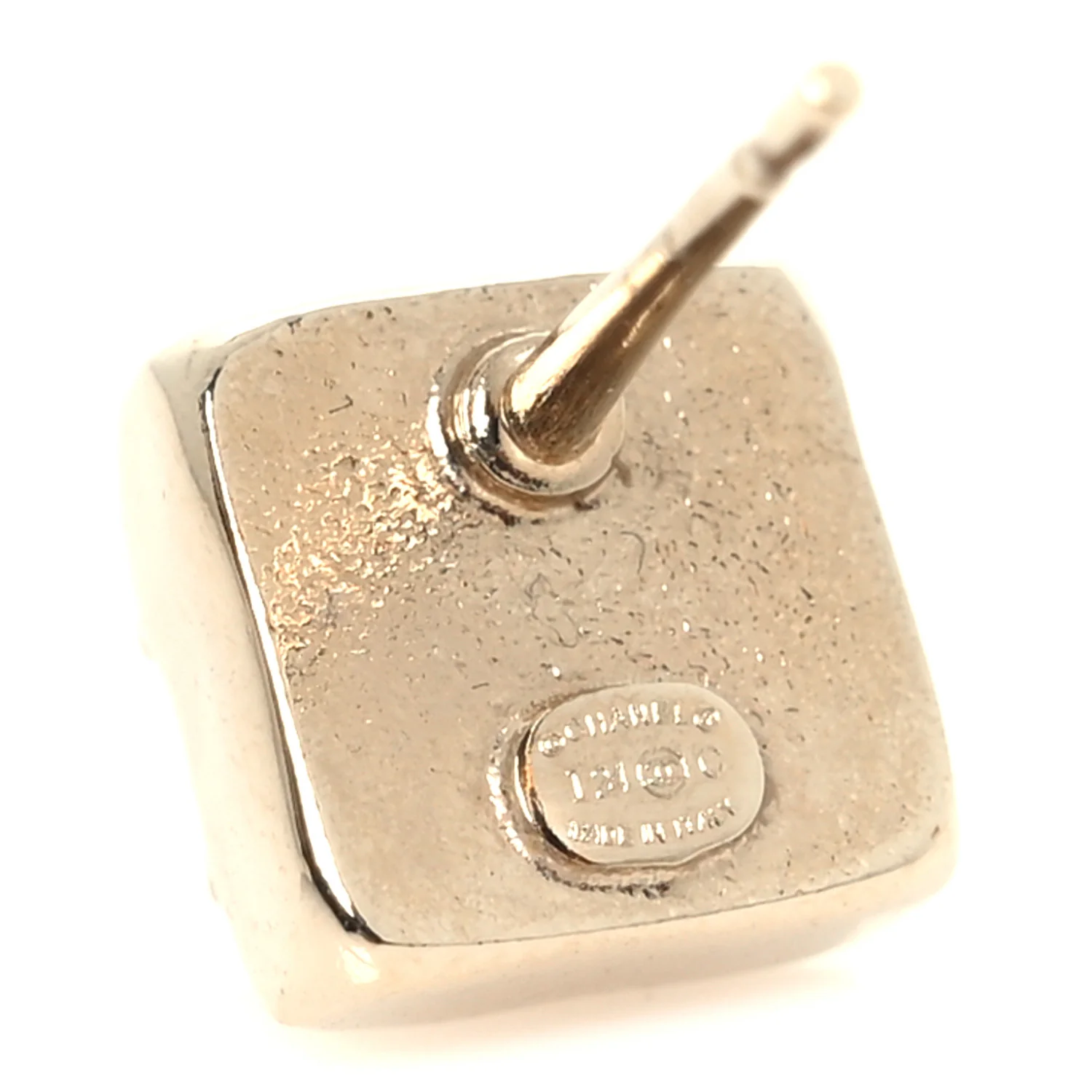 Metal Crystal Mini Square CC Earrings Gold - Image 4