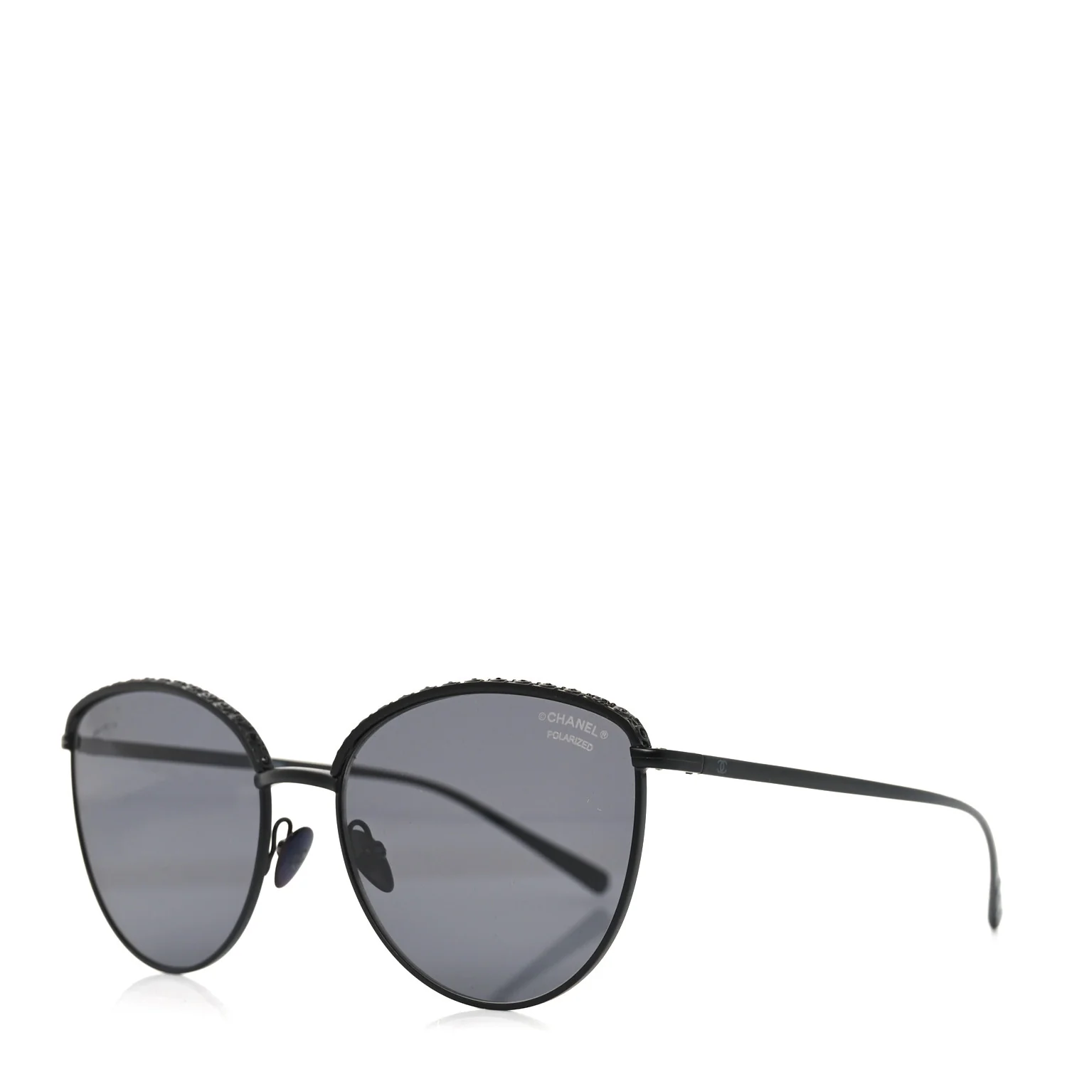 Metal Crystal Polarized Sunglasses 4258-B Black