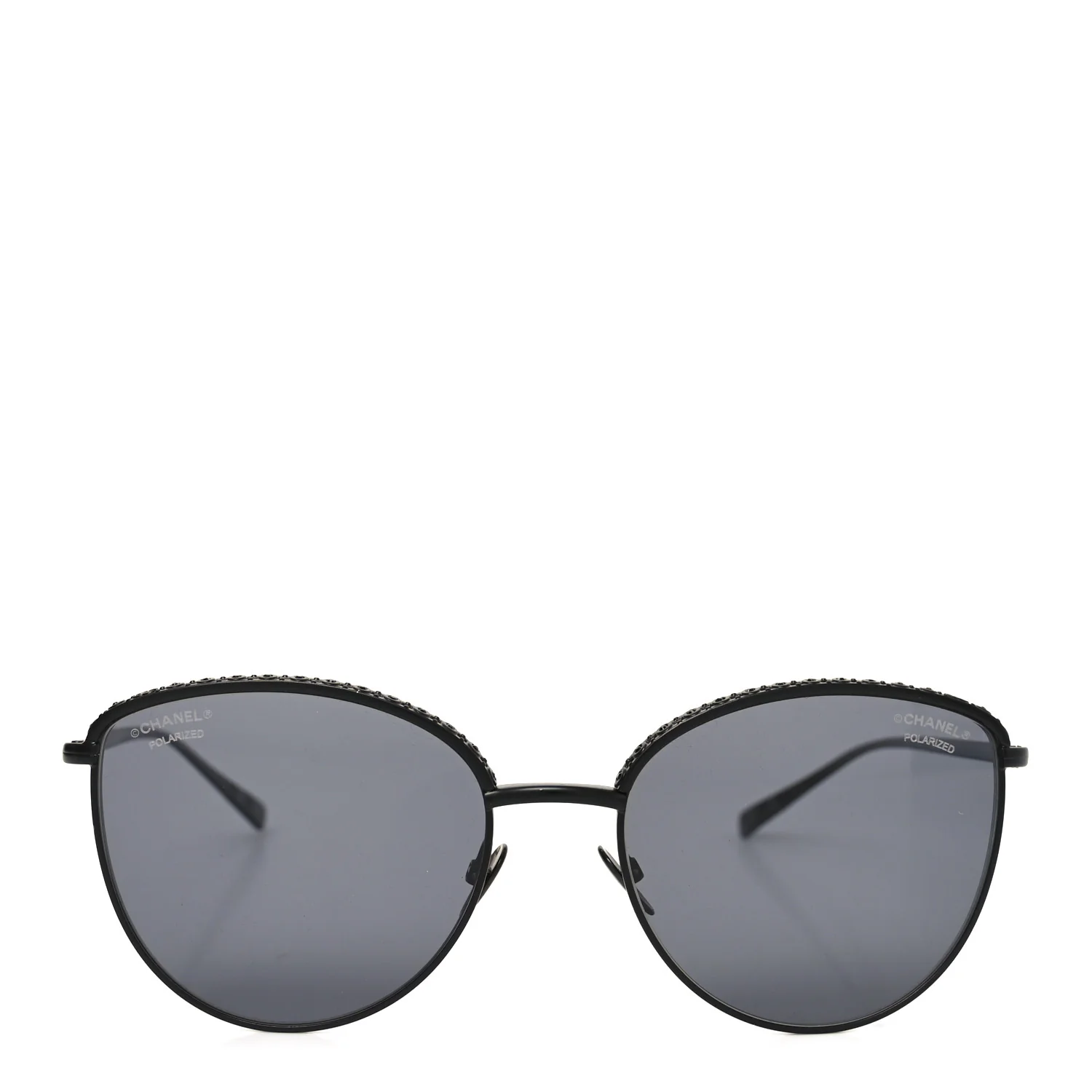 Metal Crystal Polarized Sunglasses 4258-B Black - Image 2