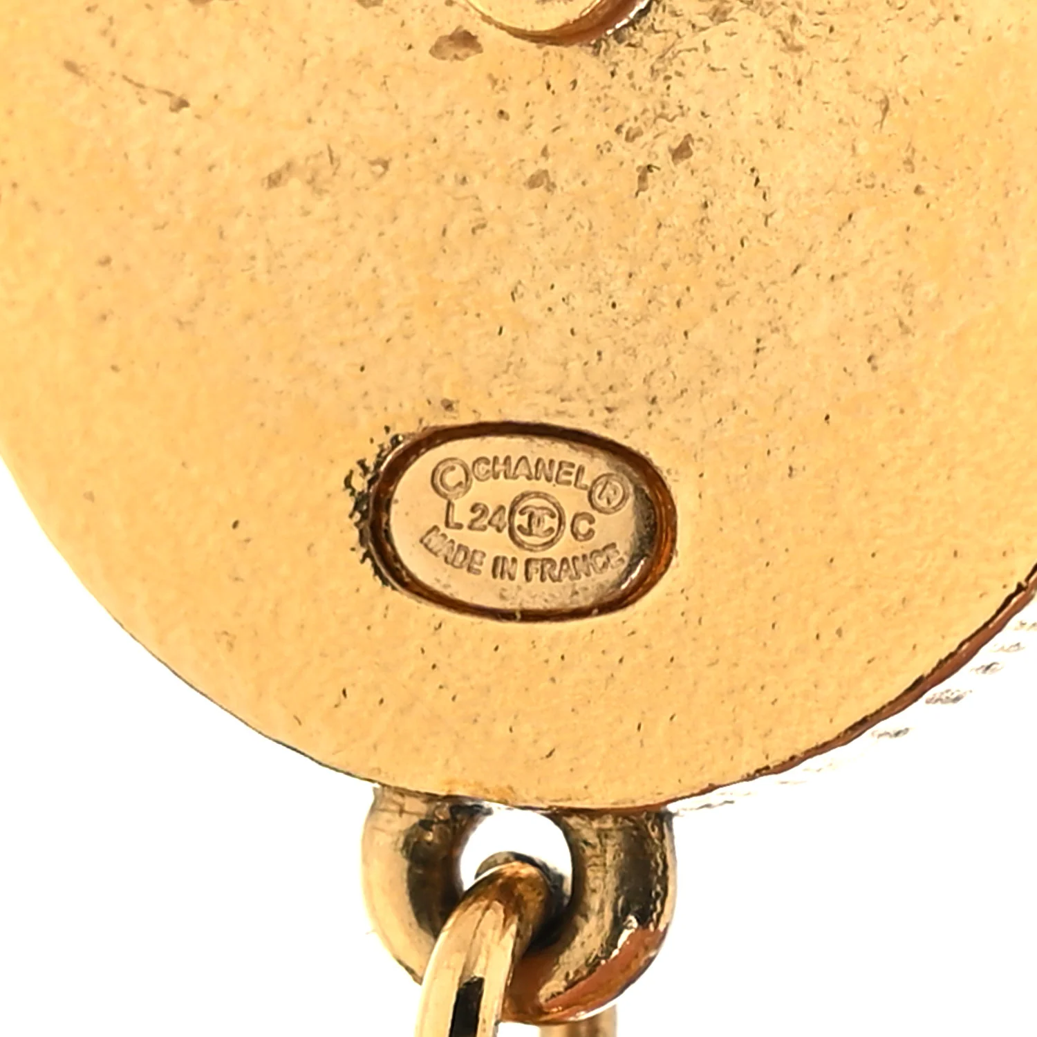 Metal Disc CC Drop Earrings Gold - Image 4