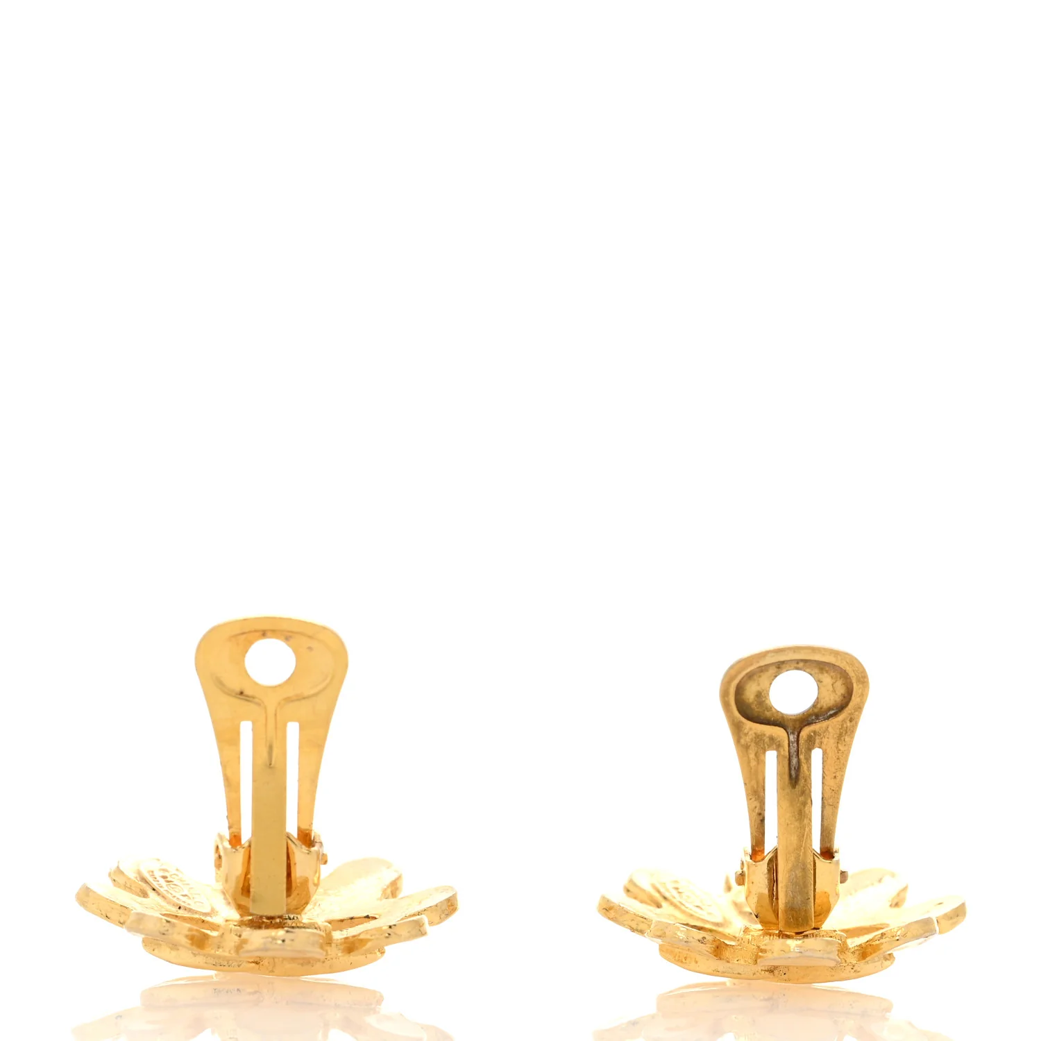 Metal Flower CC Clip On Earrings Gold - Image 3
