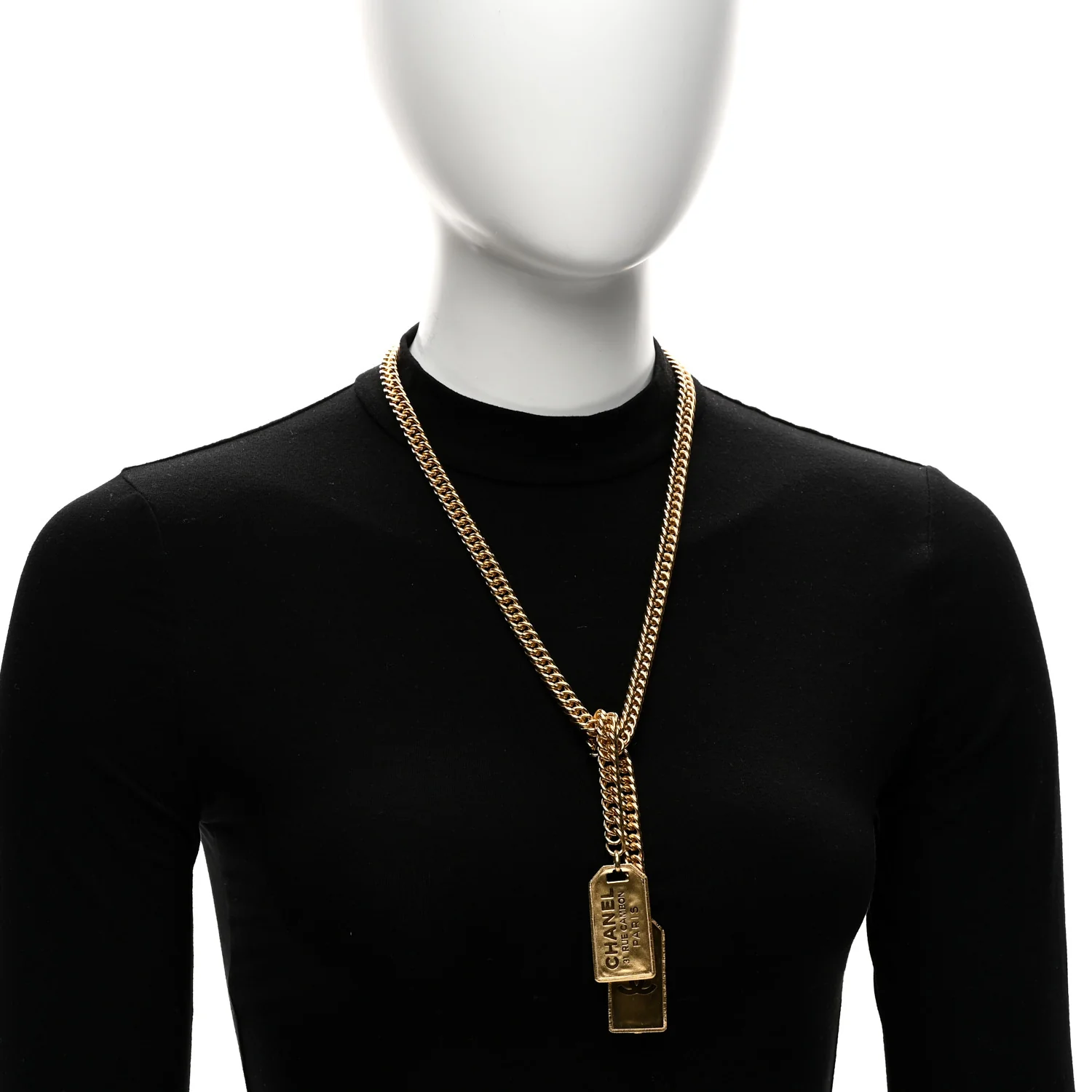 Metal ID Dog Tag Charm Necklace Gold - Image 2