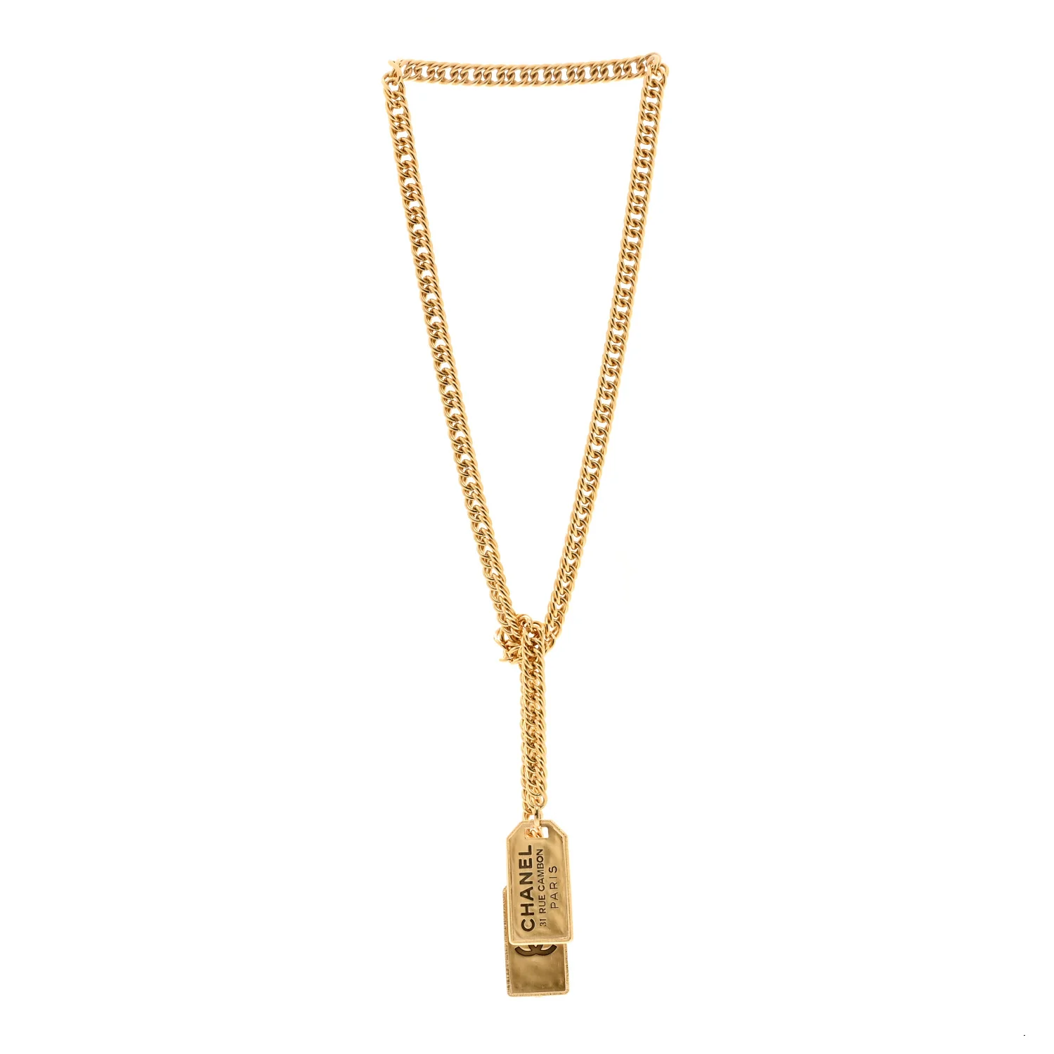 Metal ID Dog Tag Charm Necklace Gold - Image 3